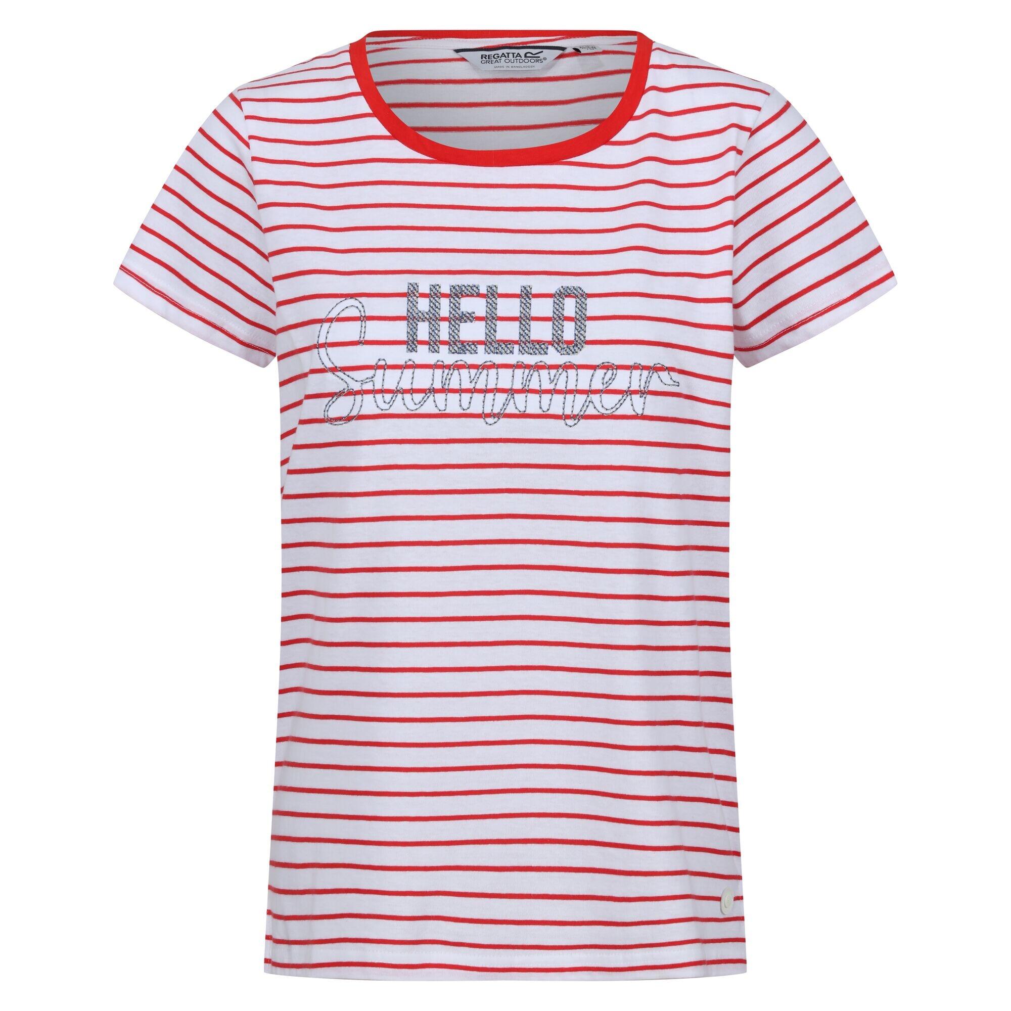 REGATTA Womens/Ladies Odalis II Hello Summer Striped TShirt (White/Miami Red)