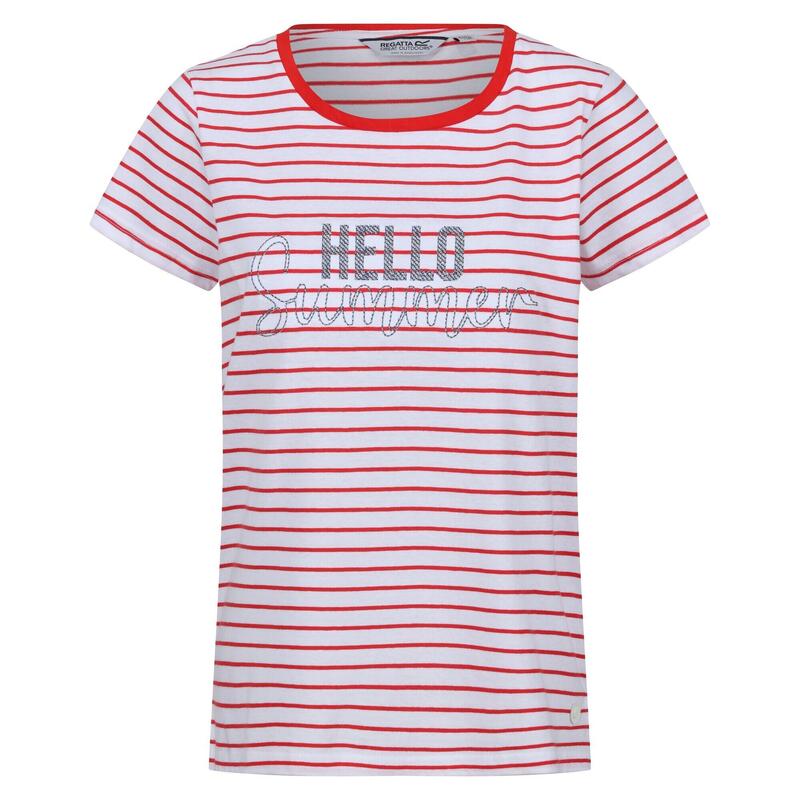 Tshirt ODALIS HELLO SUMMER Femme (Blanc / Rouge vif)