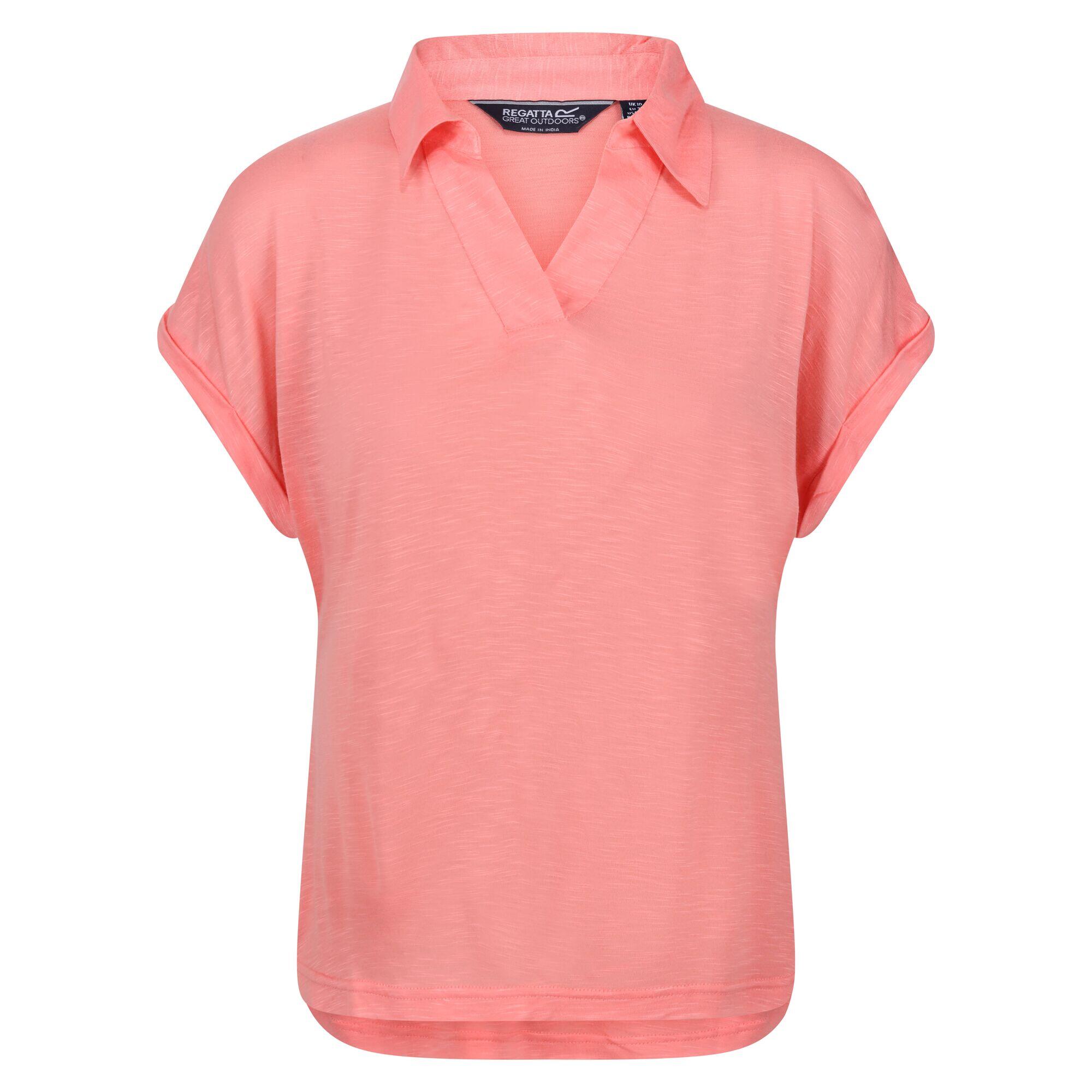 Womens/Ladies Lupine Collared TShirt (Shell Pink) 1/5