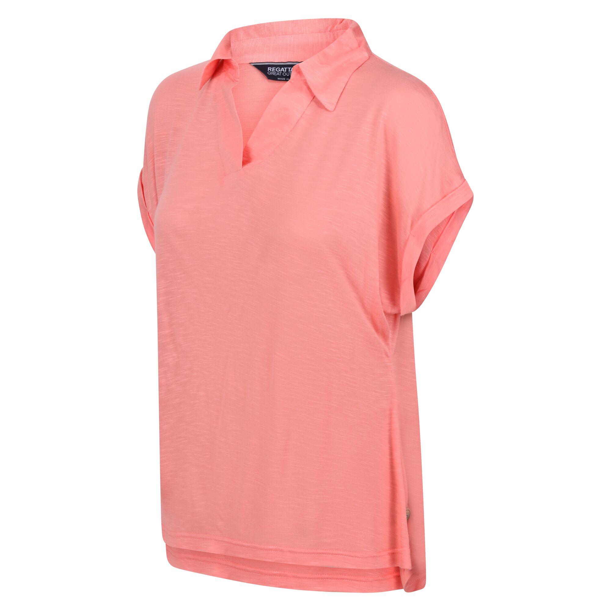 Womens/Ladies Lupine Collared TShirt (Shell Pink) 3/5