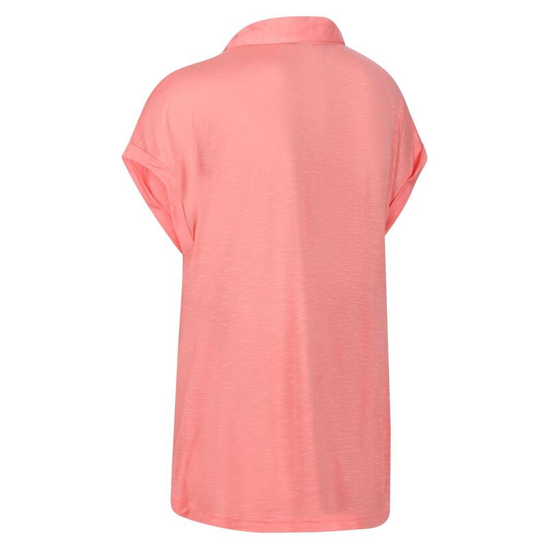 "Lupine" TShirt Mit Kragen für Damen Shell Pink