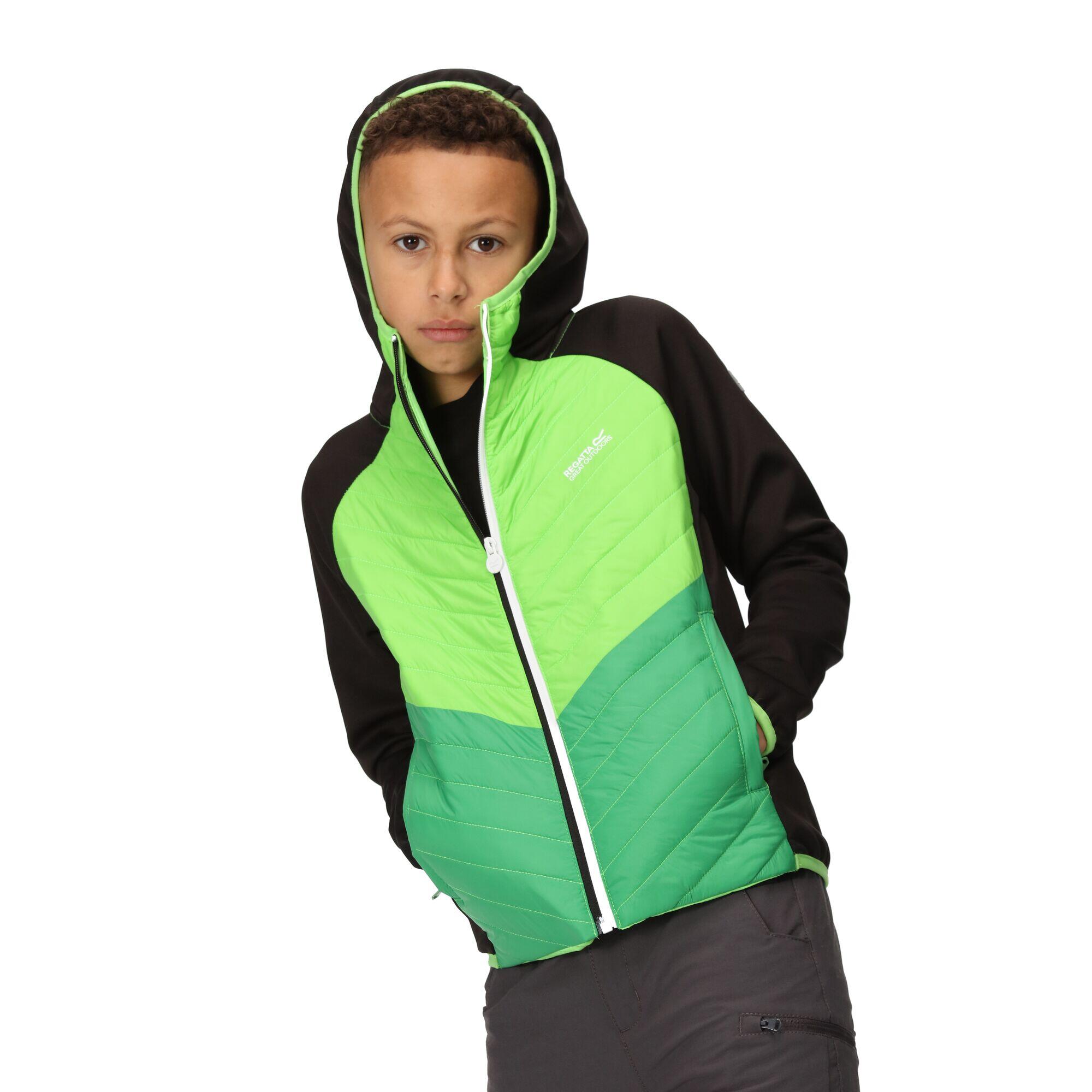 Childrens/Kids Kielder Hybrid VII Padded Jacket (Black/Jasmine Green) 3/5