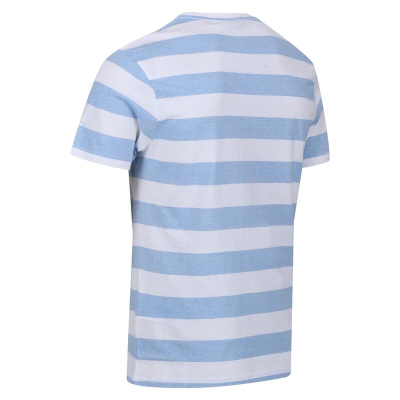 Camiseta Ryeden de Rayas de Coolweave para Hombre Blanco, Lago Azul