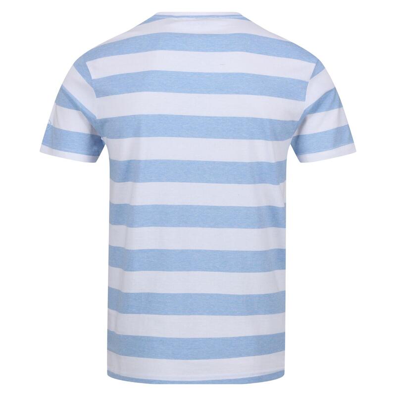 Camiseta Ryeden de Rayas de Coolweave para Hombre Blanco, Lago Azul