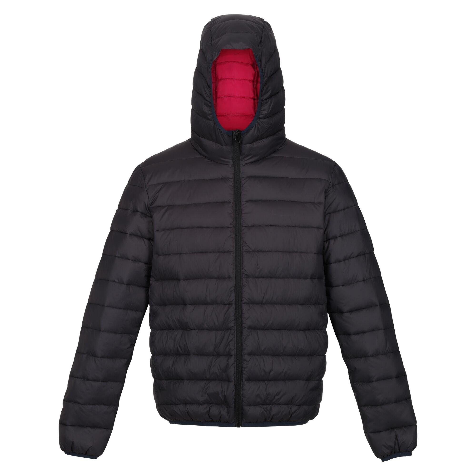 Mens Marizion Baffled Hooded Padded Jacket (Ash/Danger Red) 1/5