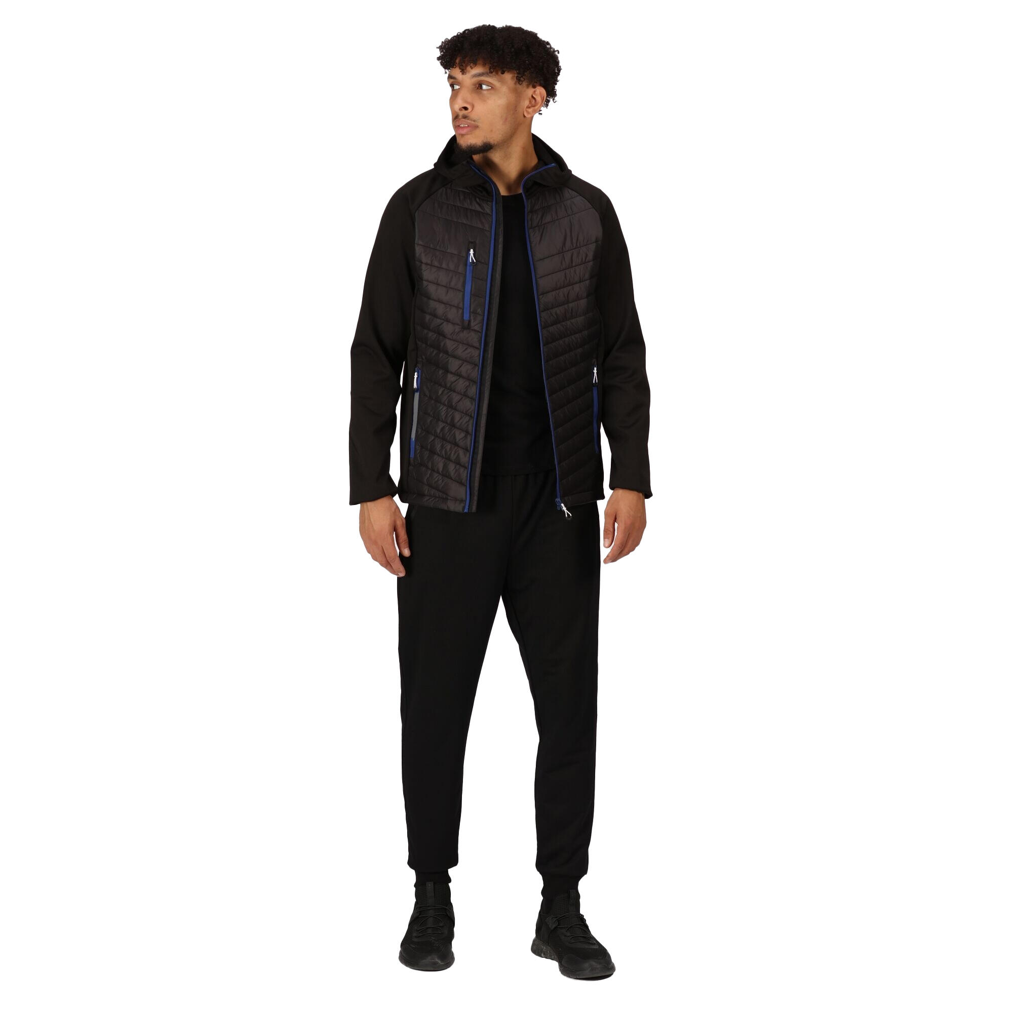 Mens Navigate Quilted Hybrid Jacket (Black/New Royal) 4/5