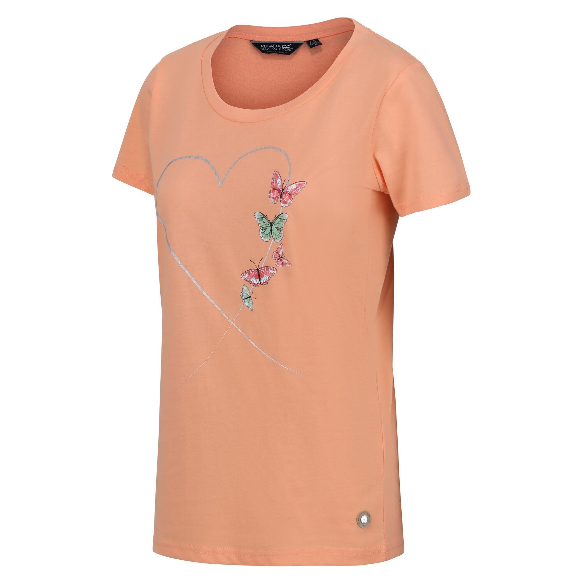 Womens/Ladies Filandra VII Butterflies TShirt (Papaya Punch) 3/5