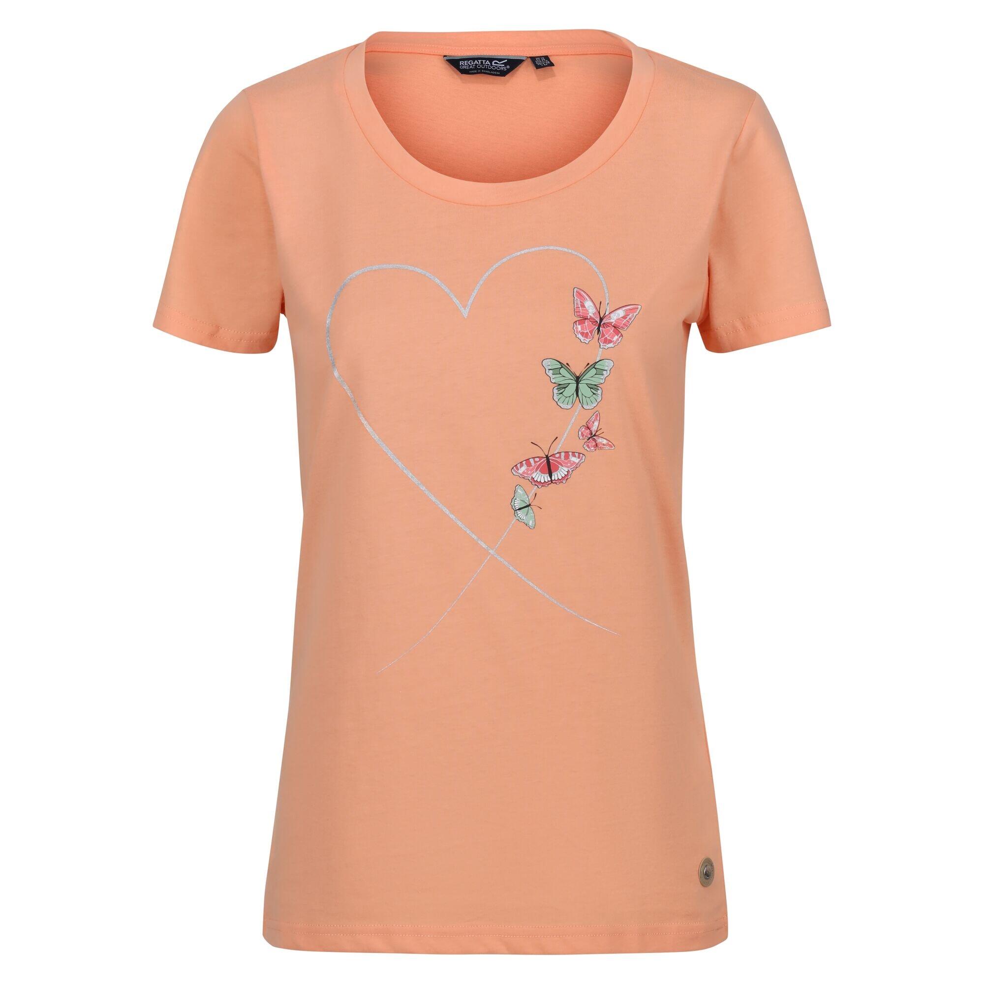 Womens/Ladies Filandra VII Butterflies TShirt (Papaya Punch) 1/5