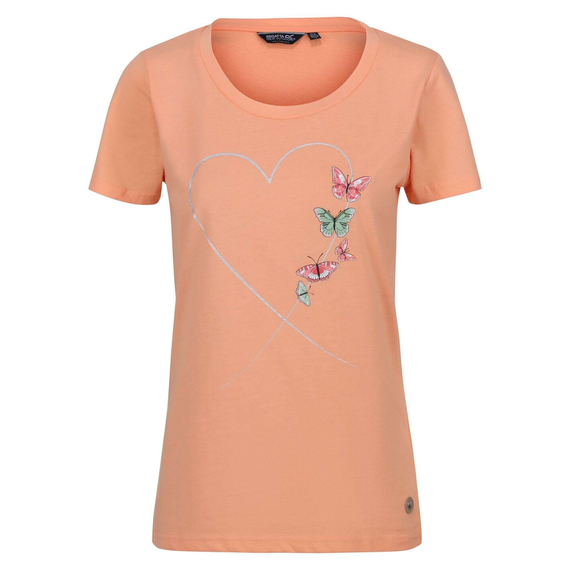 REGATTA Womens/Ladies Filandra VII Butterflies TShirt (Papaya Punch)