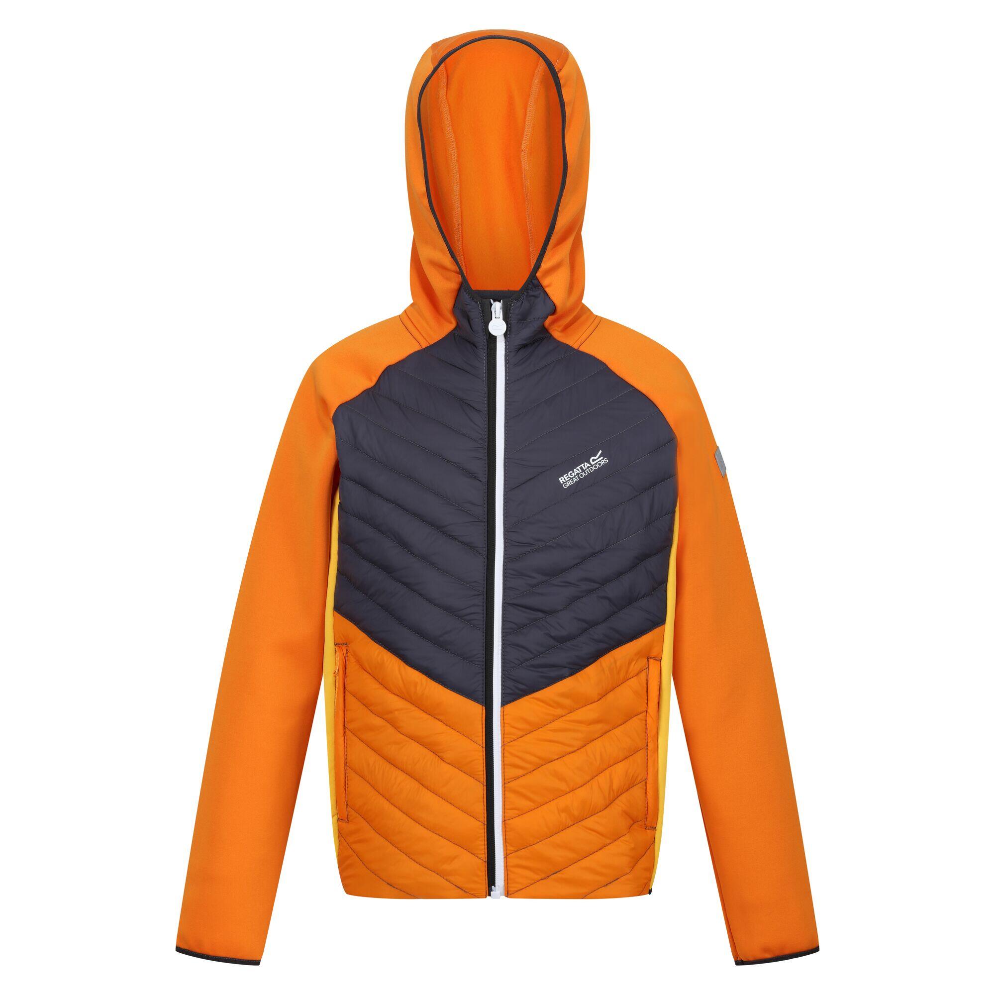 Children's KIELDER HYBRID quilted jacket (Orange / Seal gray)