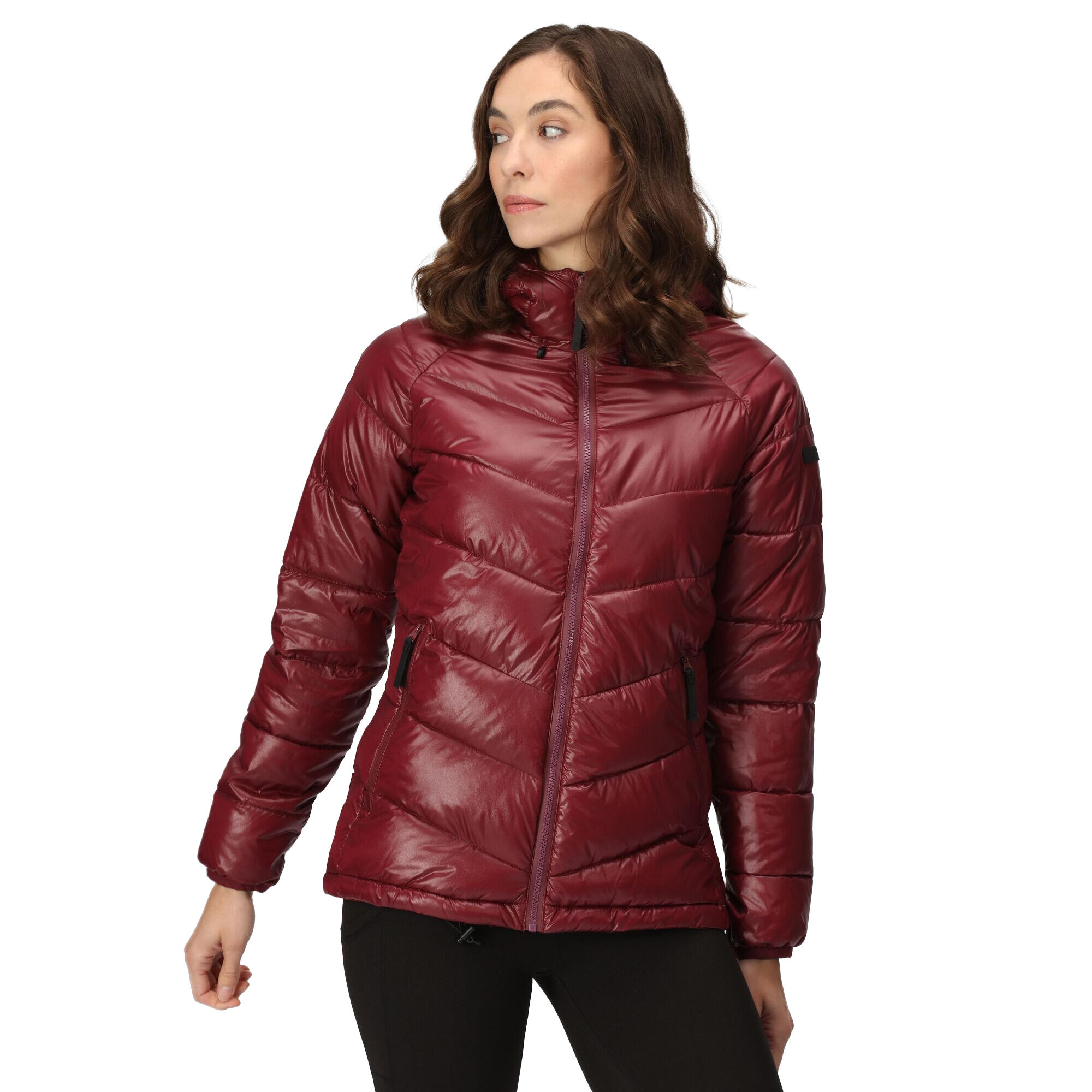 Womens/Ladies Toploft III Baffled Padded Jacket (Burgundy/Seal Grey) 3/5