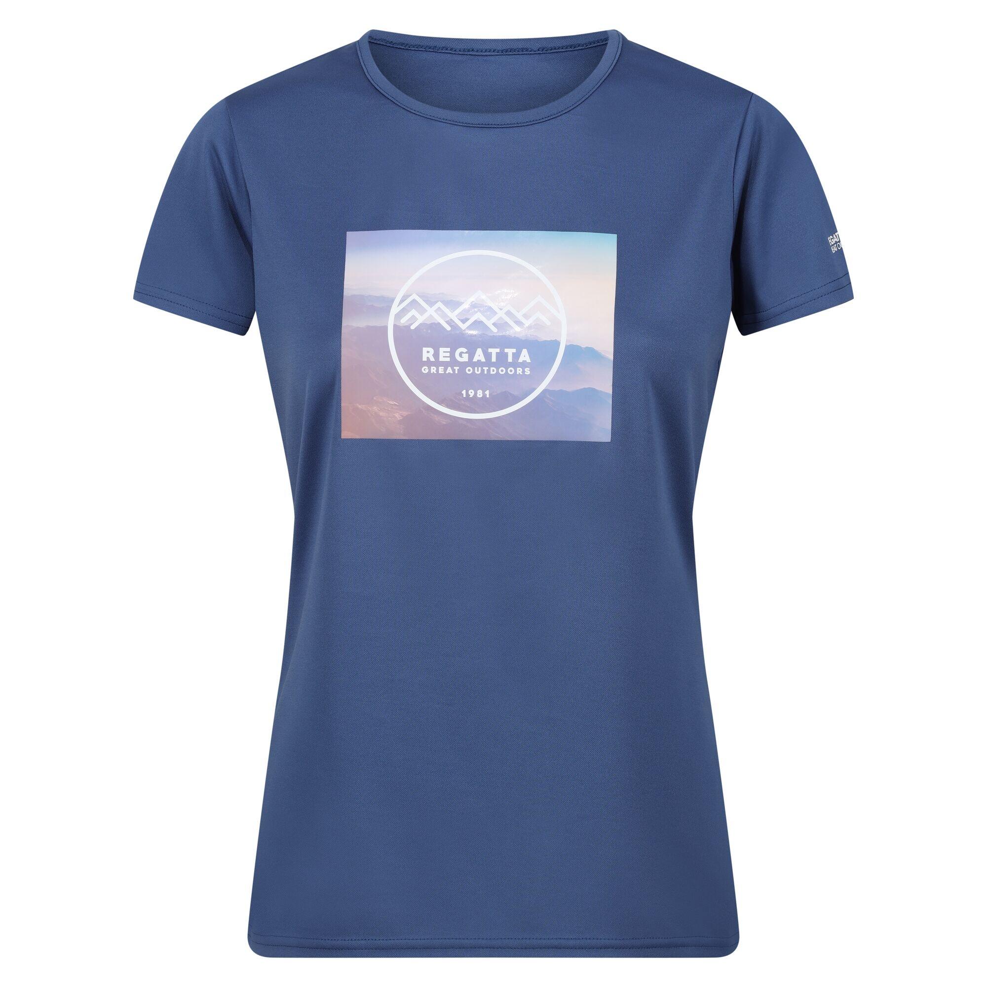 Womens/Ladies Fingal VII Mountain TShirt (Dusty Denim) 1/5