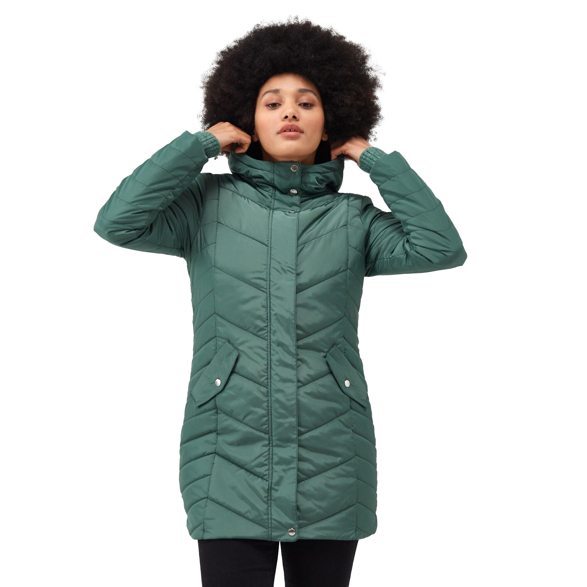 Womens/Ladies Panthea Insulated Padded Hooded Jacket (Dark Forest Green) 3/5