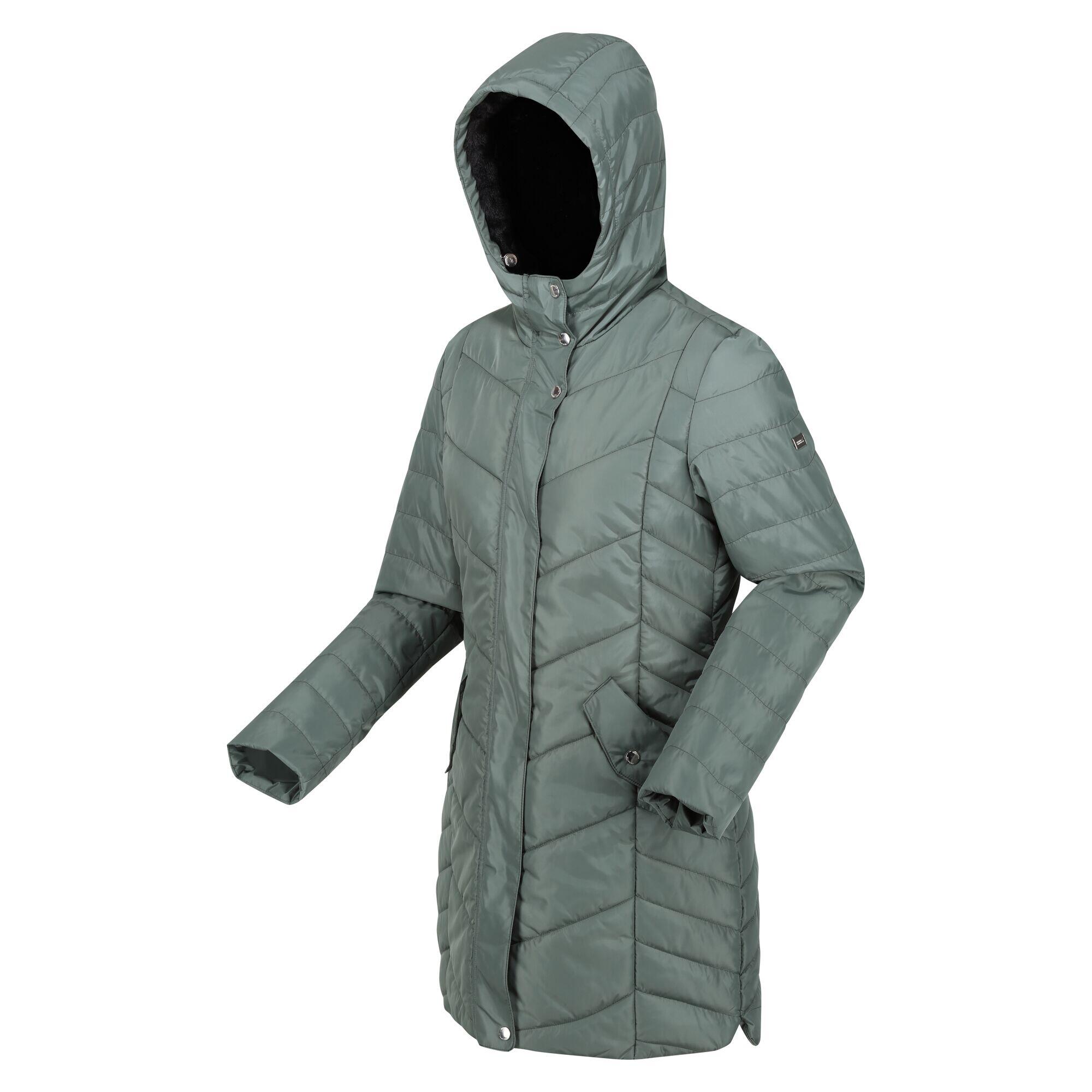 "Panthea" Kapuzenjacke Wattiert für Damen Dunkelwaldgrün 4/5