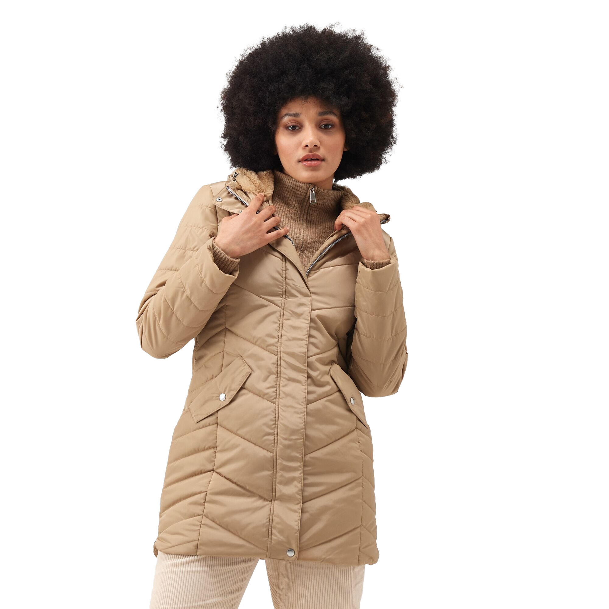 Womens/Ladies Panthea Insulated Padded Hooded Jacket (Barleycorn) 3/5