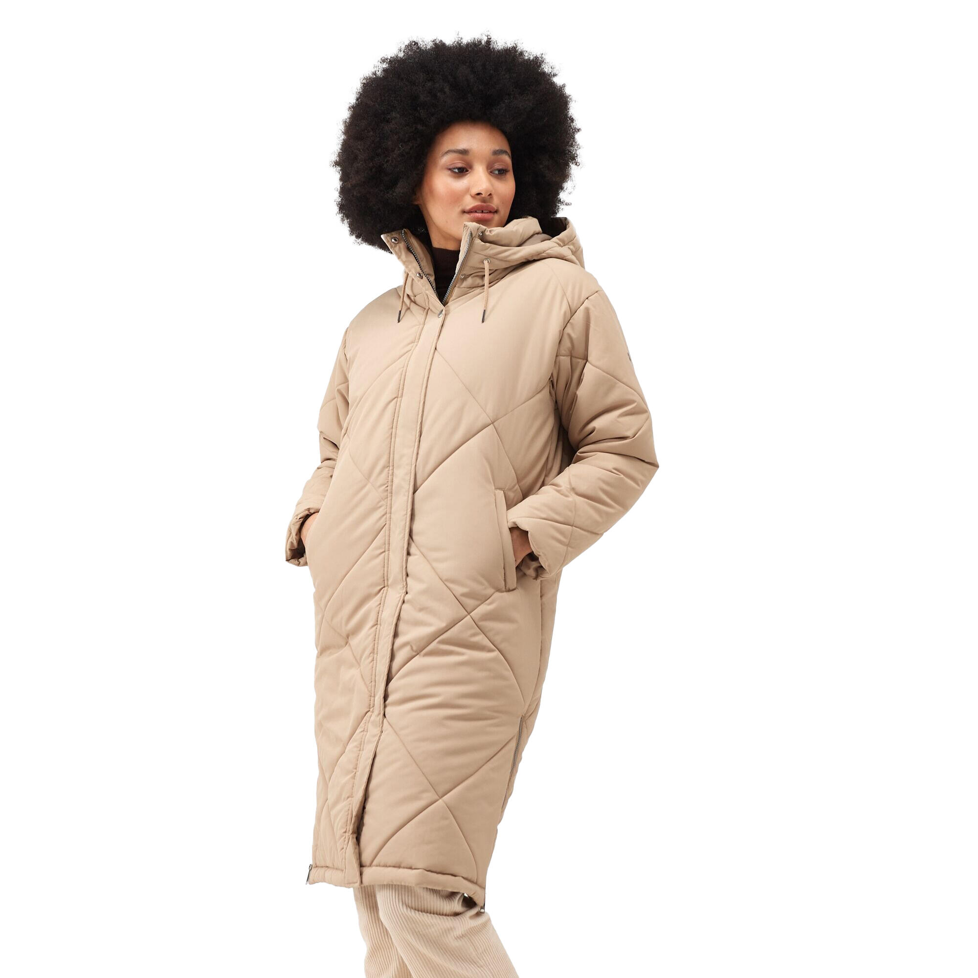 Womens/Ladies Cambrie Quilted Longline Padded Jacket (Barleycorn) 3/5