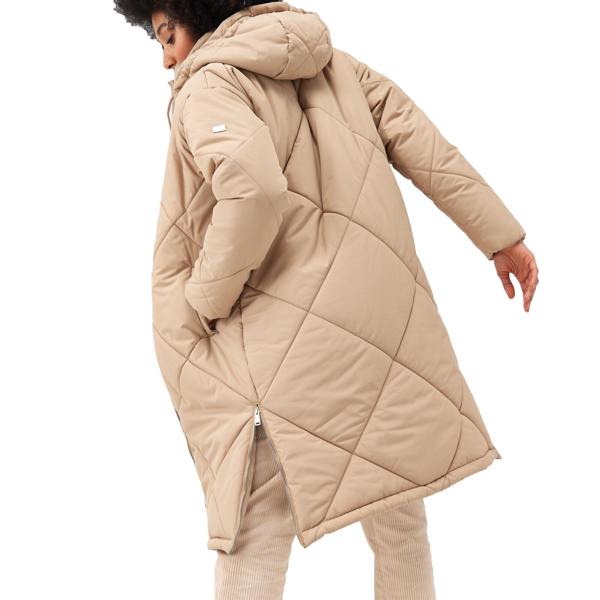 Womens/Ladies Cambrie Quilted Longline Padded Jacket (Barleycorn) 4/5