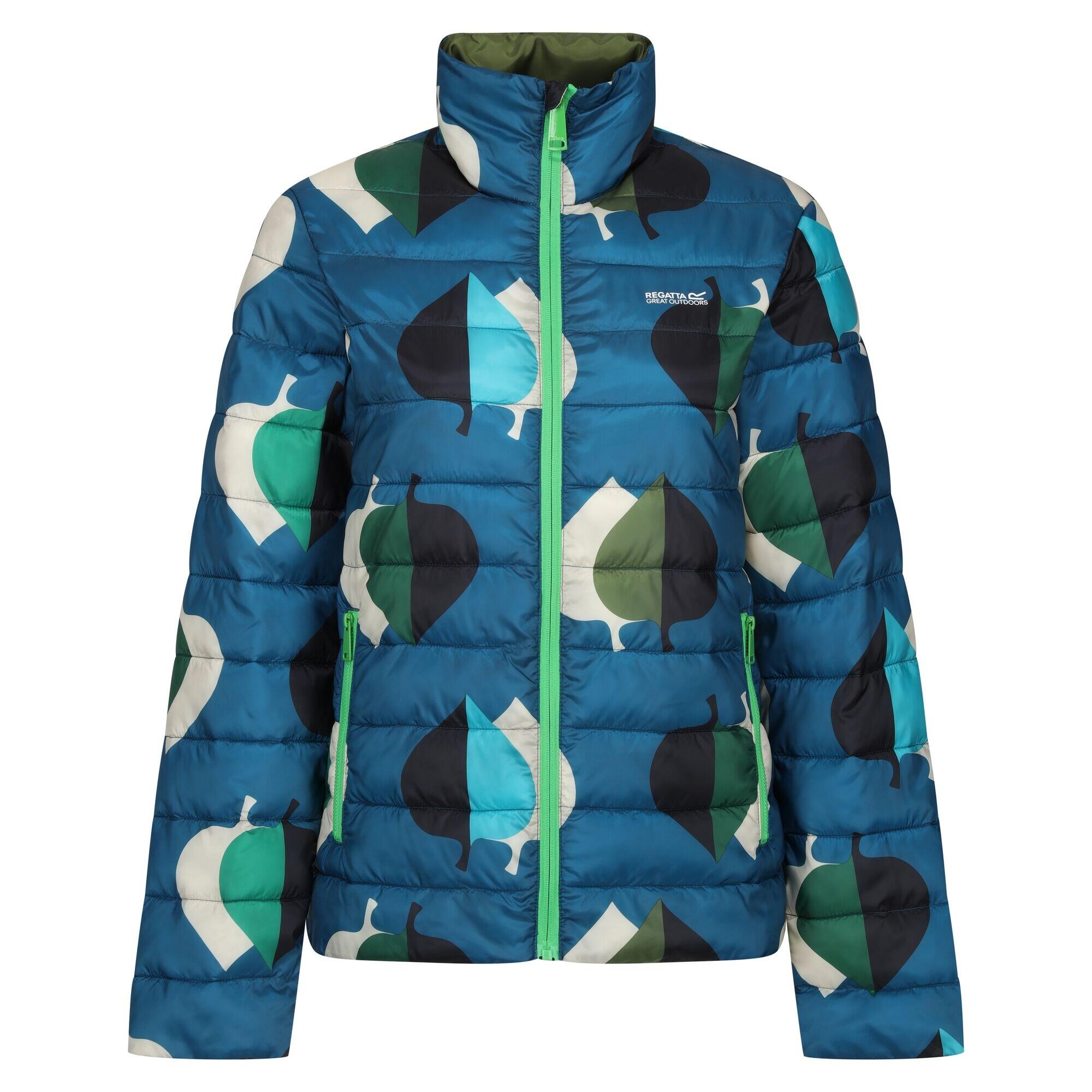 Womens/Ladies Orla Kiely Leaf Print Baffled Padded Jacket (Elm Leaves Teal) 1/5