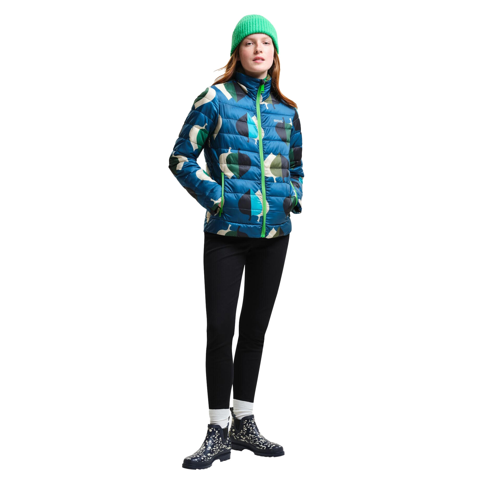 Womens/Ladies Orla Kiely Leaf Print Baffled Padded Jacket (Elm Leaves Teal) 3/5