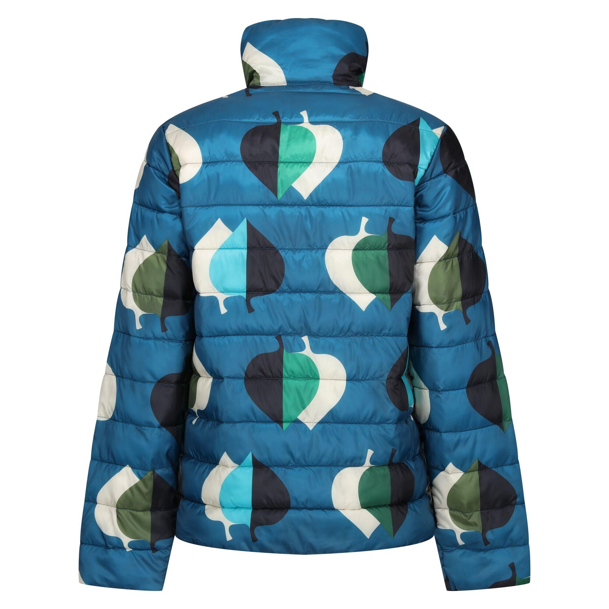 Womens/Ladies Orla Kiely Leaf Print Baffled Padded Jacket (Elm Leaves Teal) 2/5