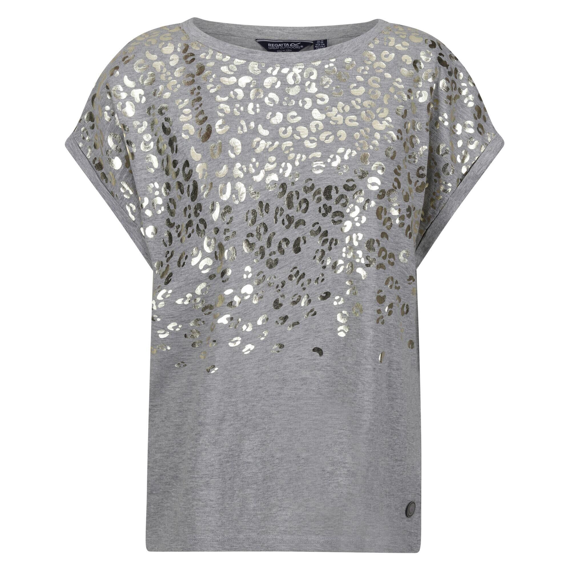 REGATTA Womens/Ladies Roselynn Leopard Print Marl TShirt (Paloma Grey)