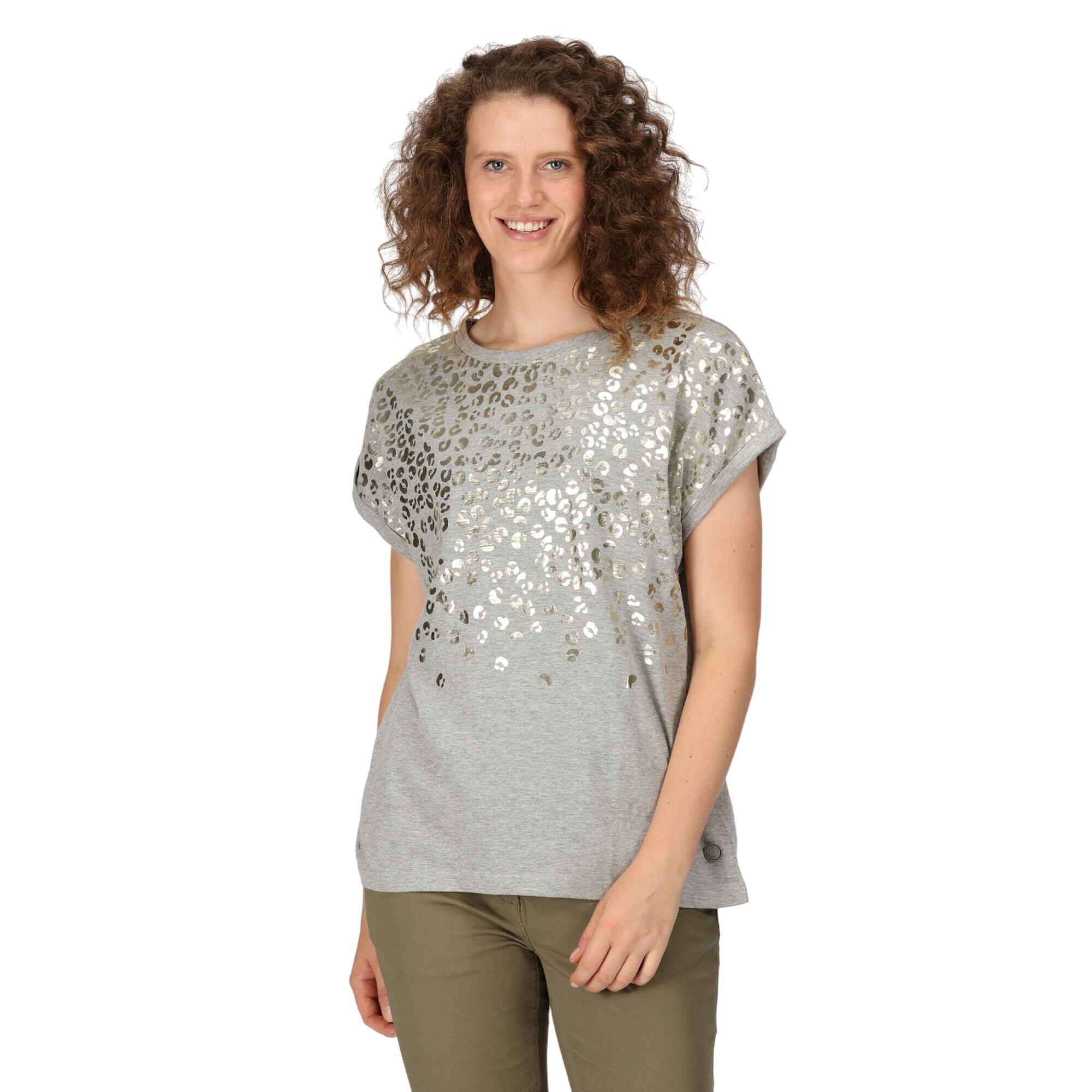 Womens/Ladies Roselynn Leopard Print Marl TShirt (Paloma Grey) 3/5