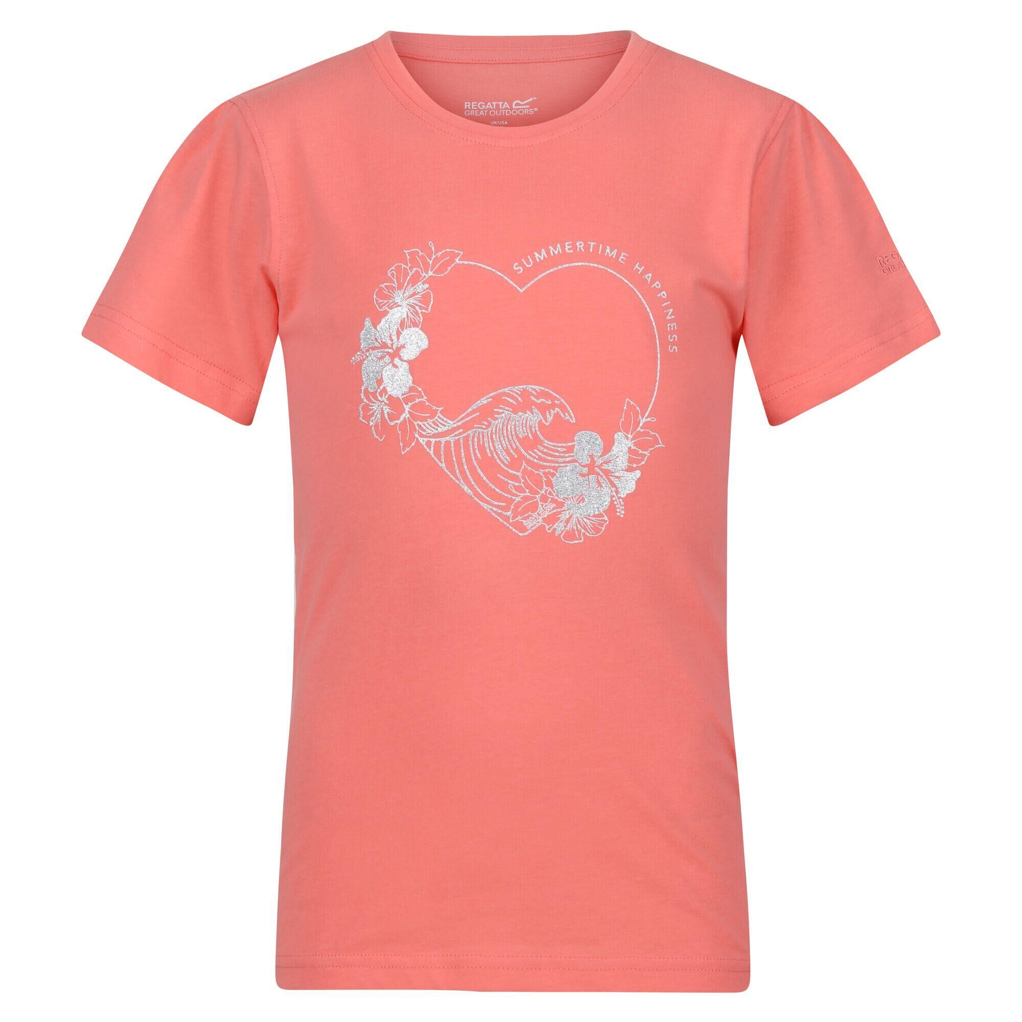 REGATTA Childrens/Kids Bosley VI Heart TShirt (Shell Pink)