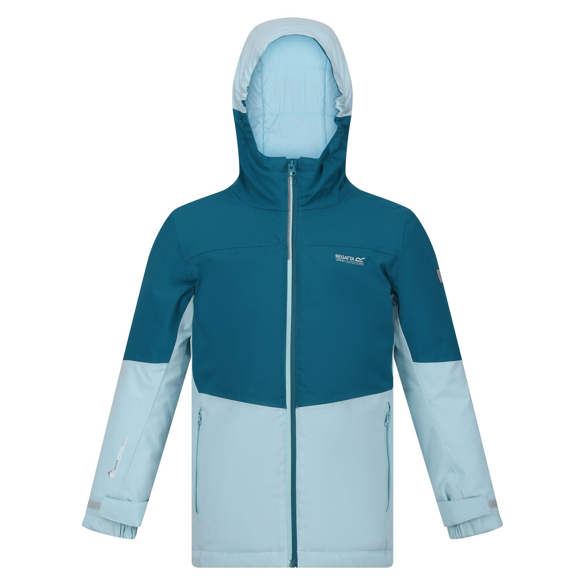 Children's HIGHTON waterproof jacket (Dark teal / Pale blue)