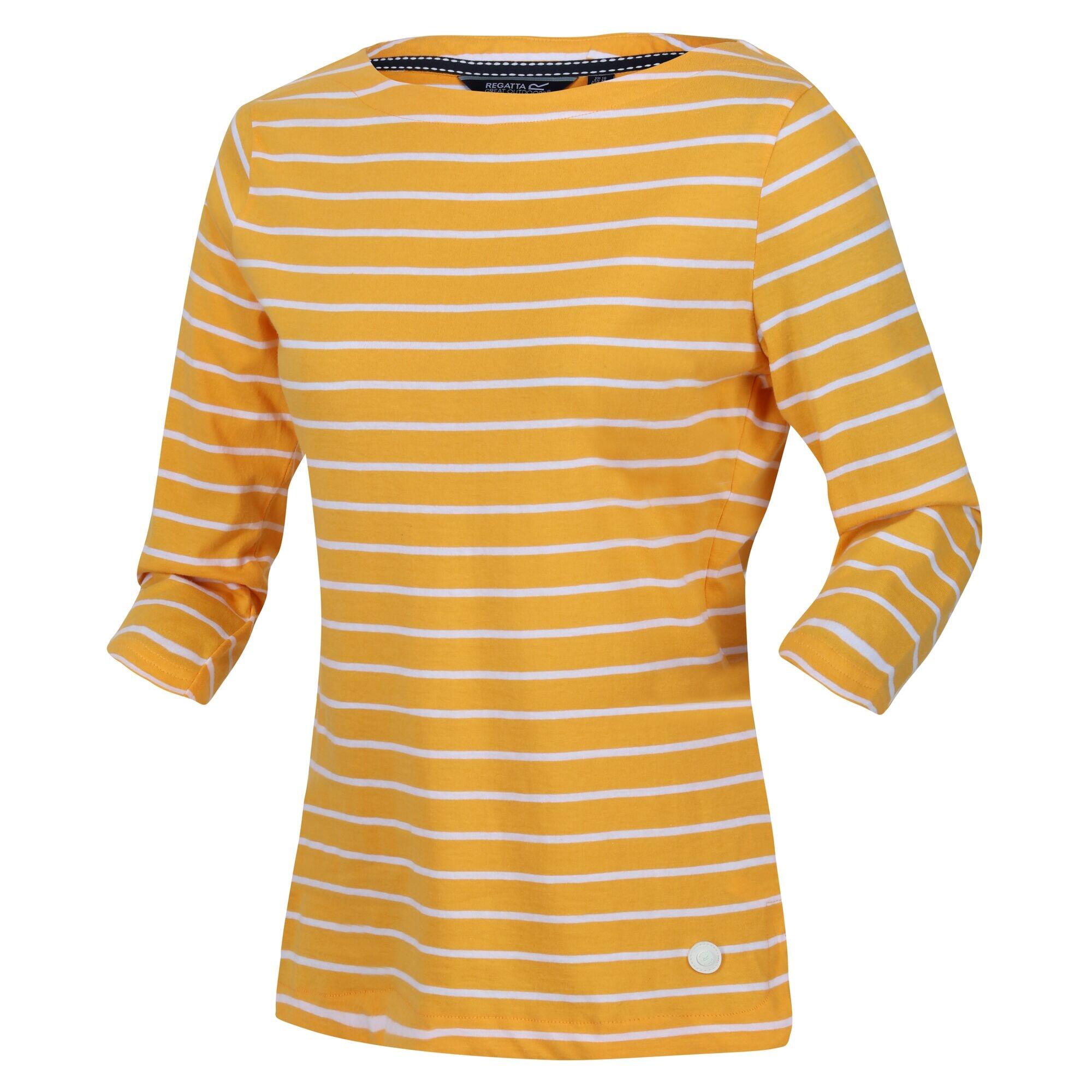 Womens/Ladies Bayla 3/4 Sleeve TShirt (Mango Yellow/White) 3/5
