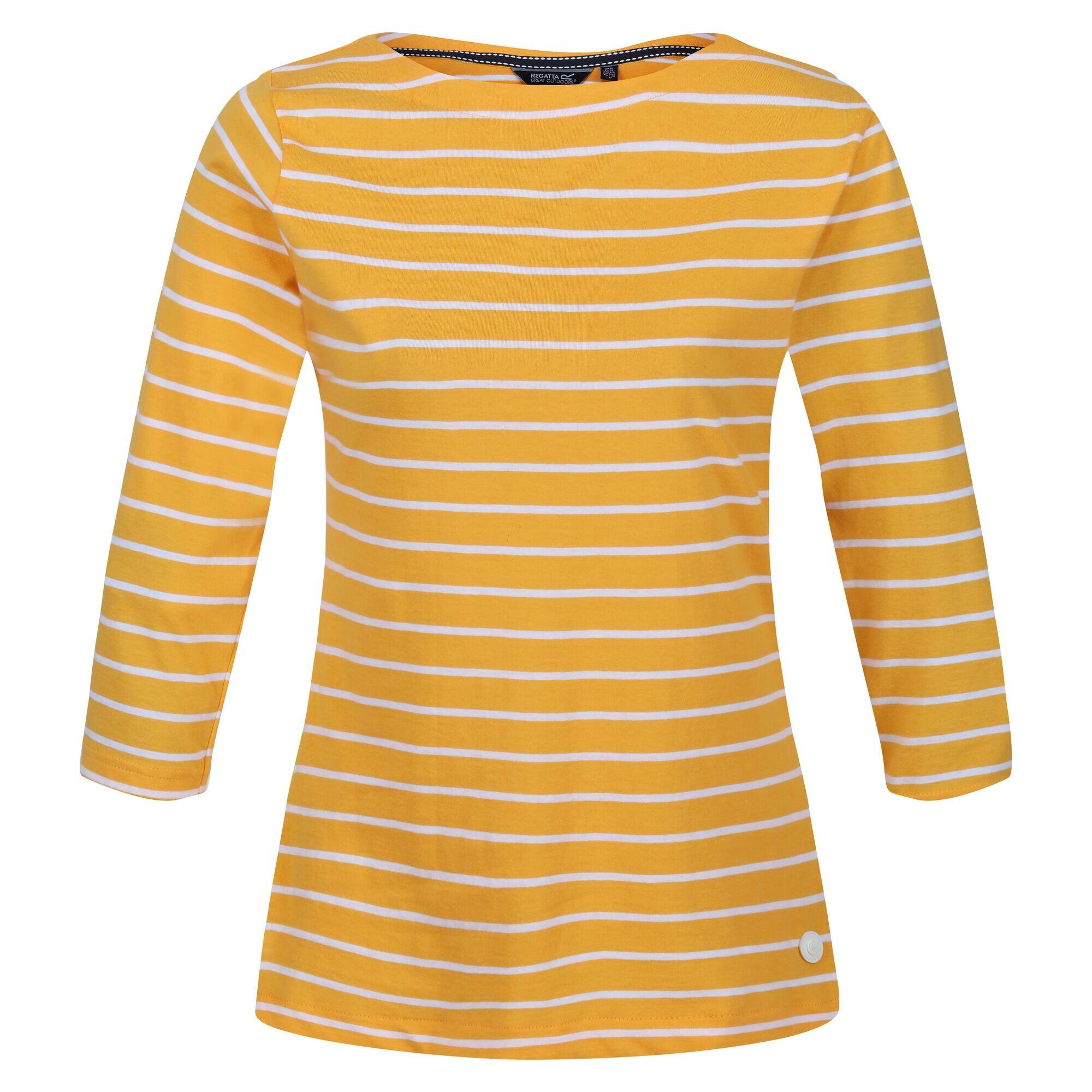 Womens/Ladies Bayla 3/4 Sleeve TShirt (Mango Yellow/White) 1/5