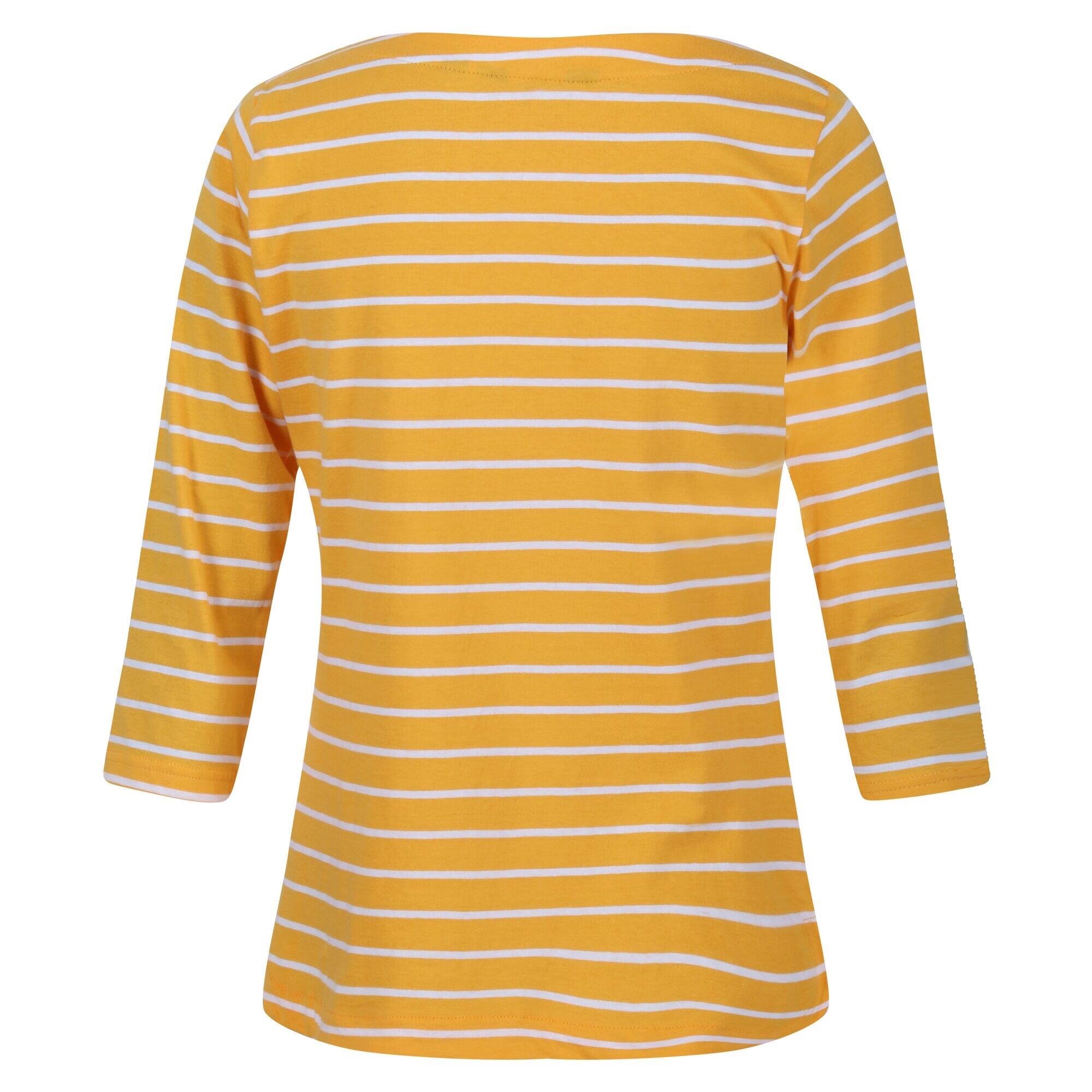 Womens/Ladies Bayla 3/4 Sleeve TShirt (Mango Yellow/White) 2/5