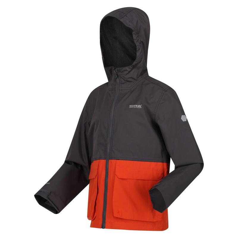 "Hywell" Jacke, wasserfest für Kinder Mittelgrau/Rost/Orange