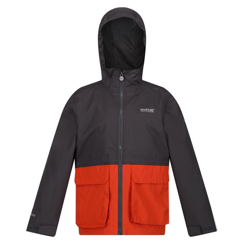 Veste imperméable HYWELL Enfant (Gris phoque / Rouge orangé)