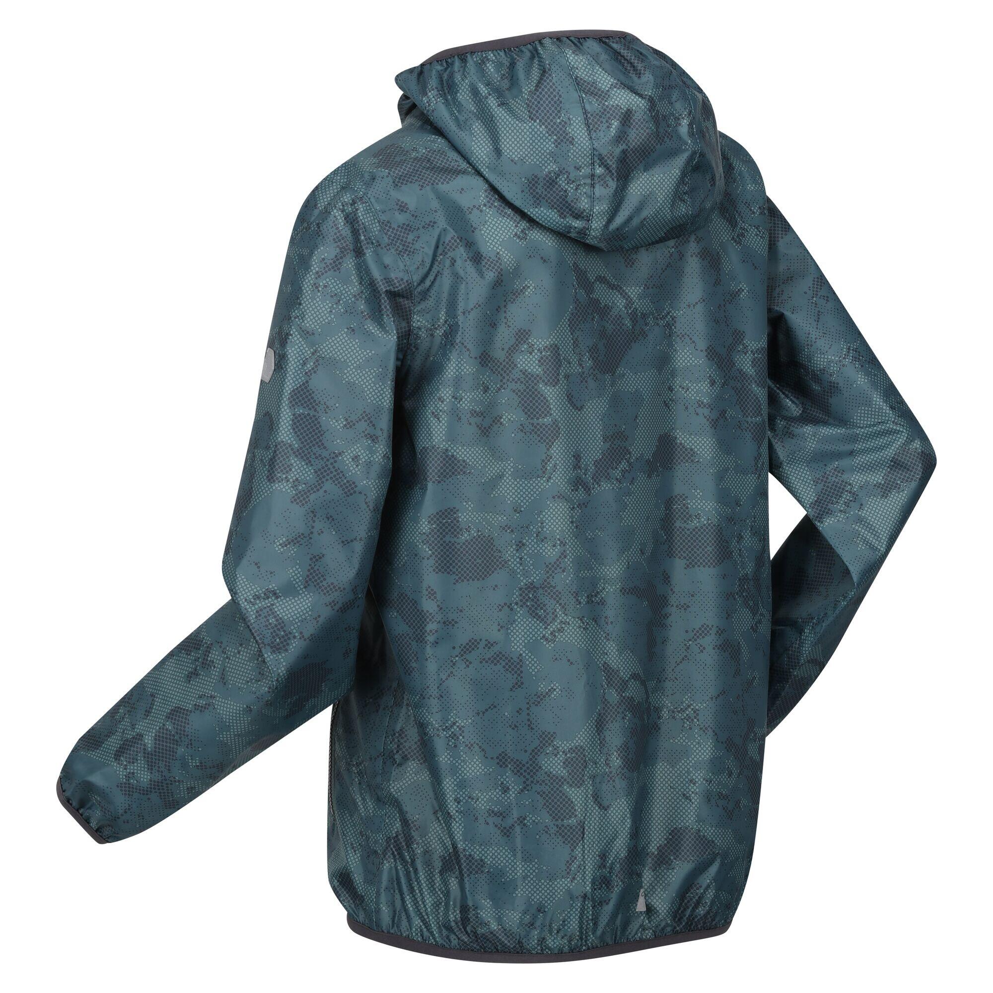 Childrens/Kids Lever Printed Packaway Waterproof Jacket (Sea Pine) 3/5