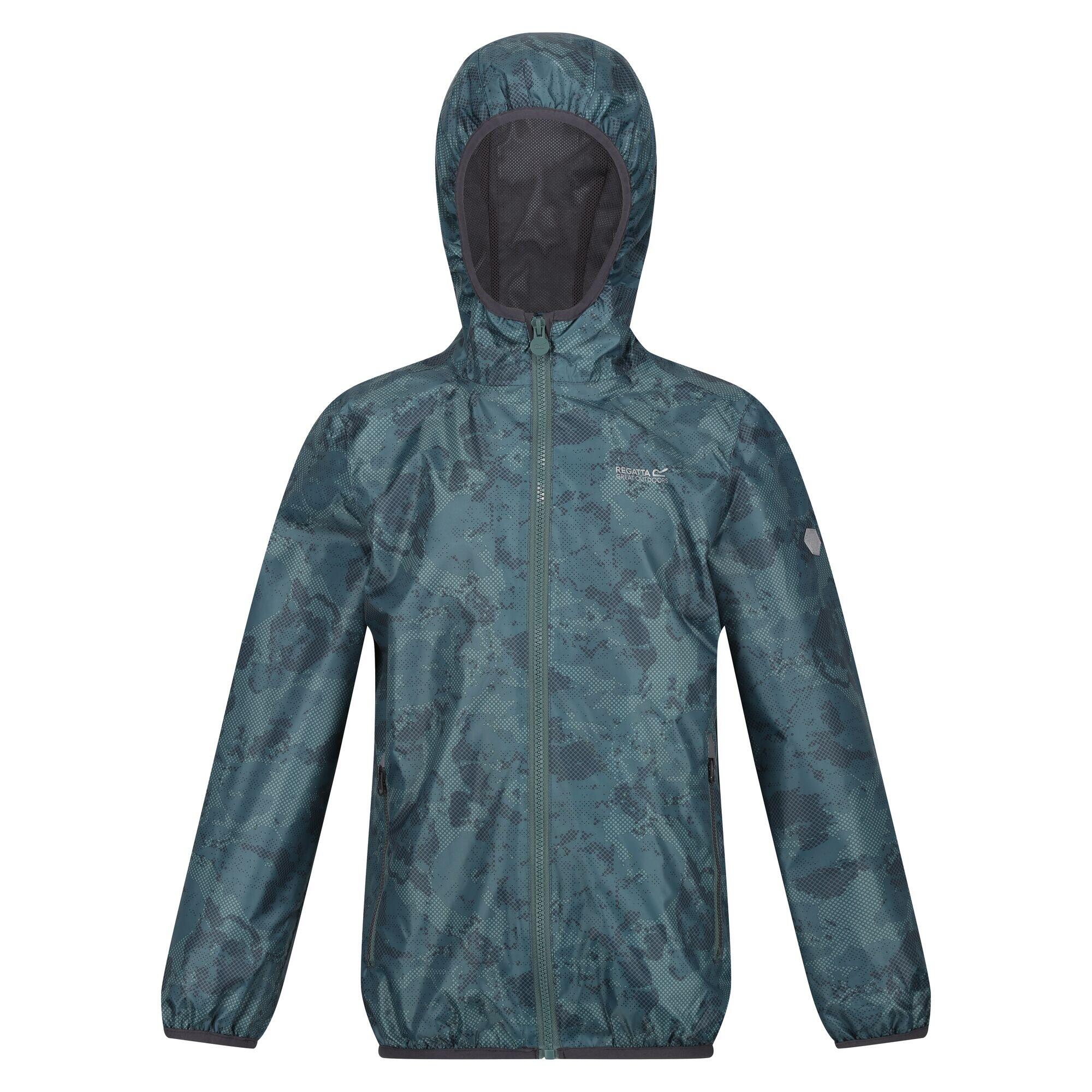 Childrens/Kids Lever Printed Packaway Waterproof Jacket (Sea Pine) 1/5