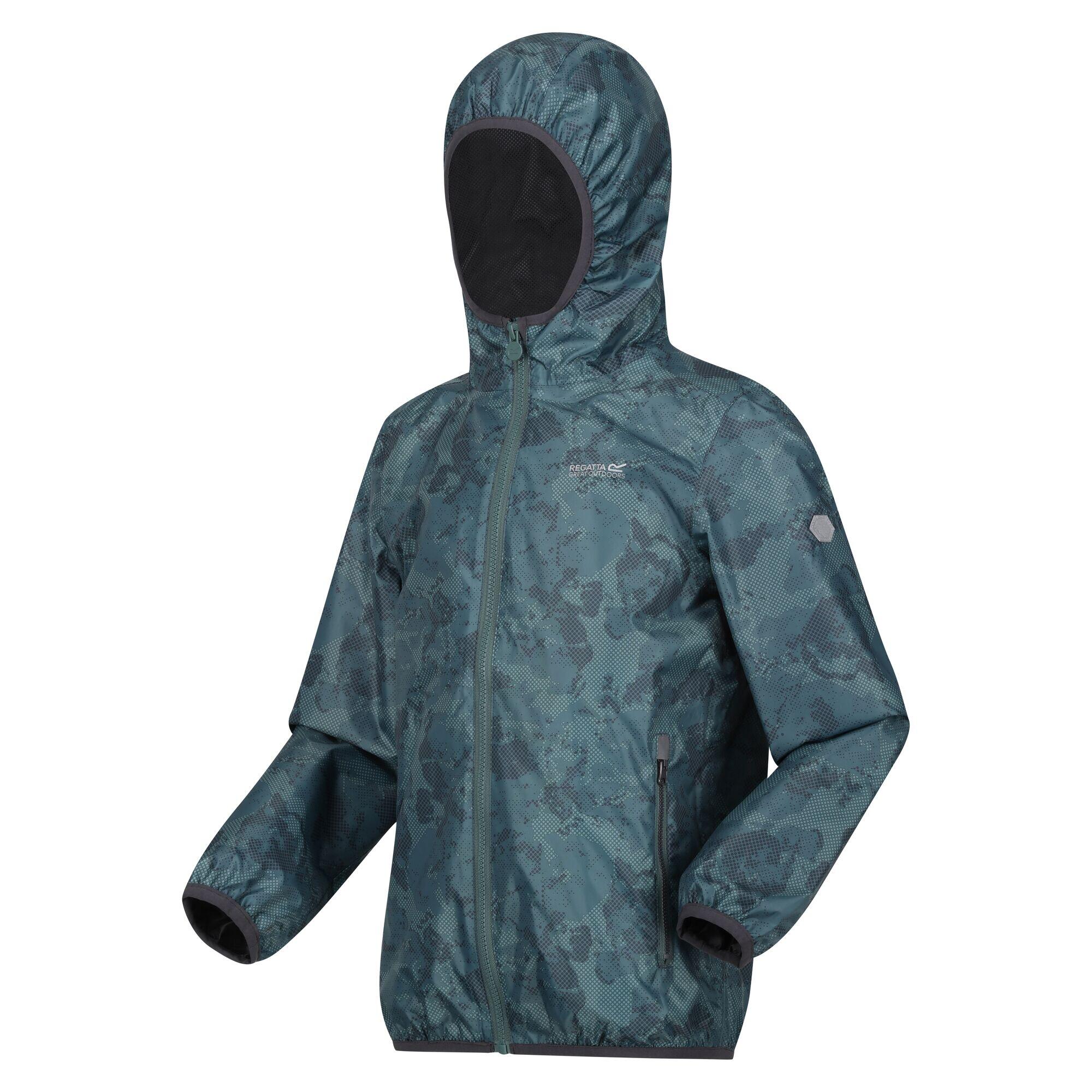 Childrens/Kids Lever Printed Packaway Waterproof Jacket (Sea Pine) 4/5