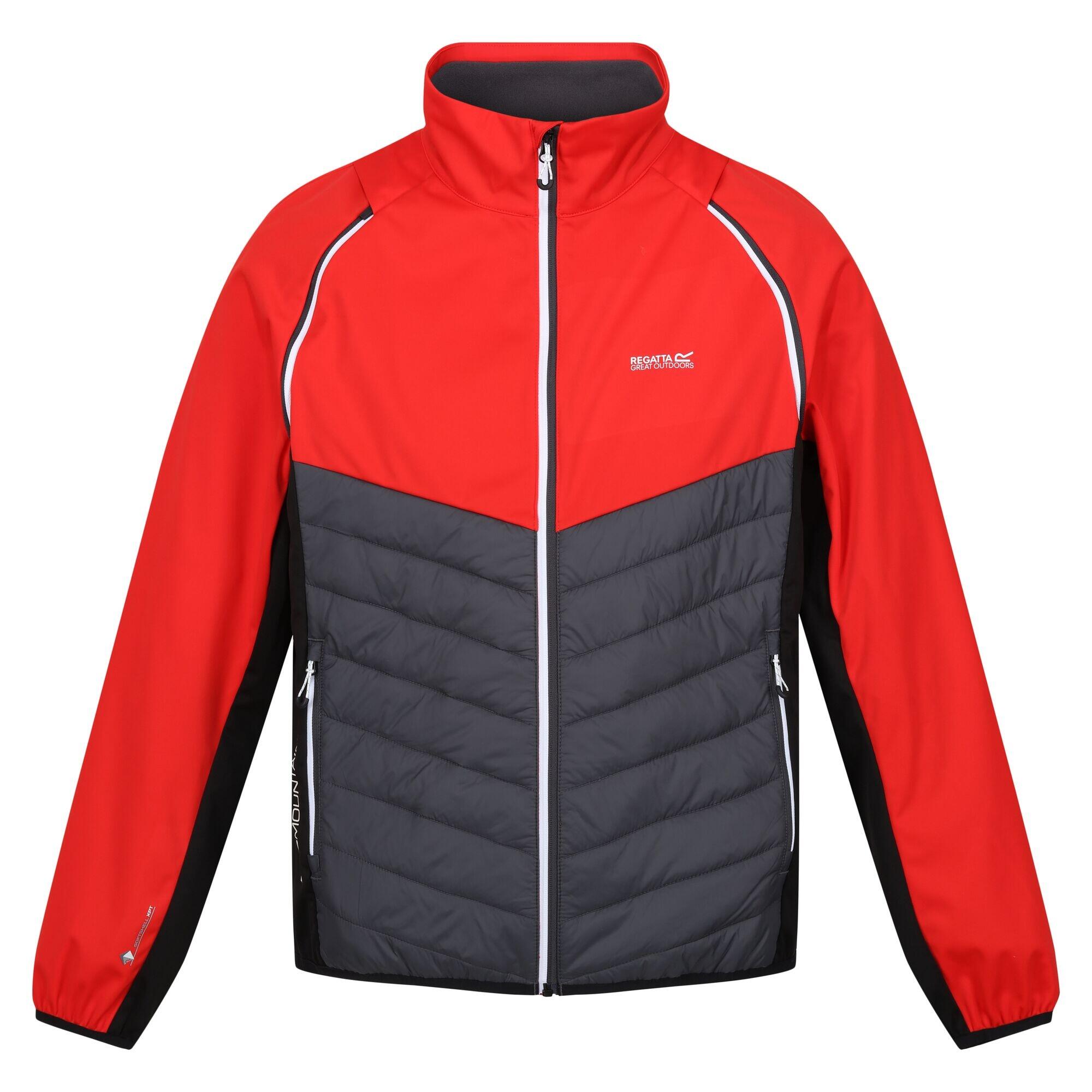 Men's STEREN HYBRID softshell jacket (Cadmium red / Seal grey)