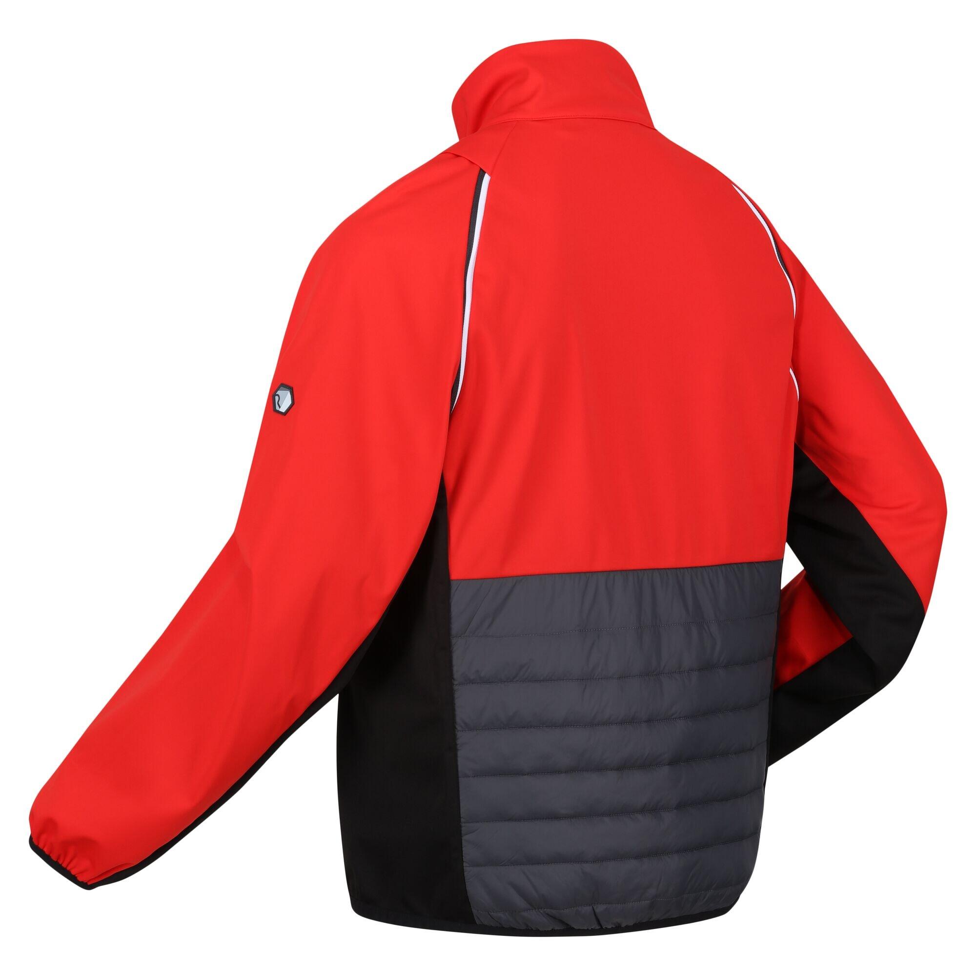 Men's STEREN HYBRID softshell jacket (Cadmium red / Seal grey)