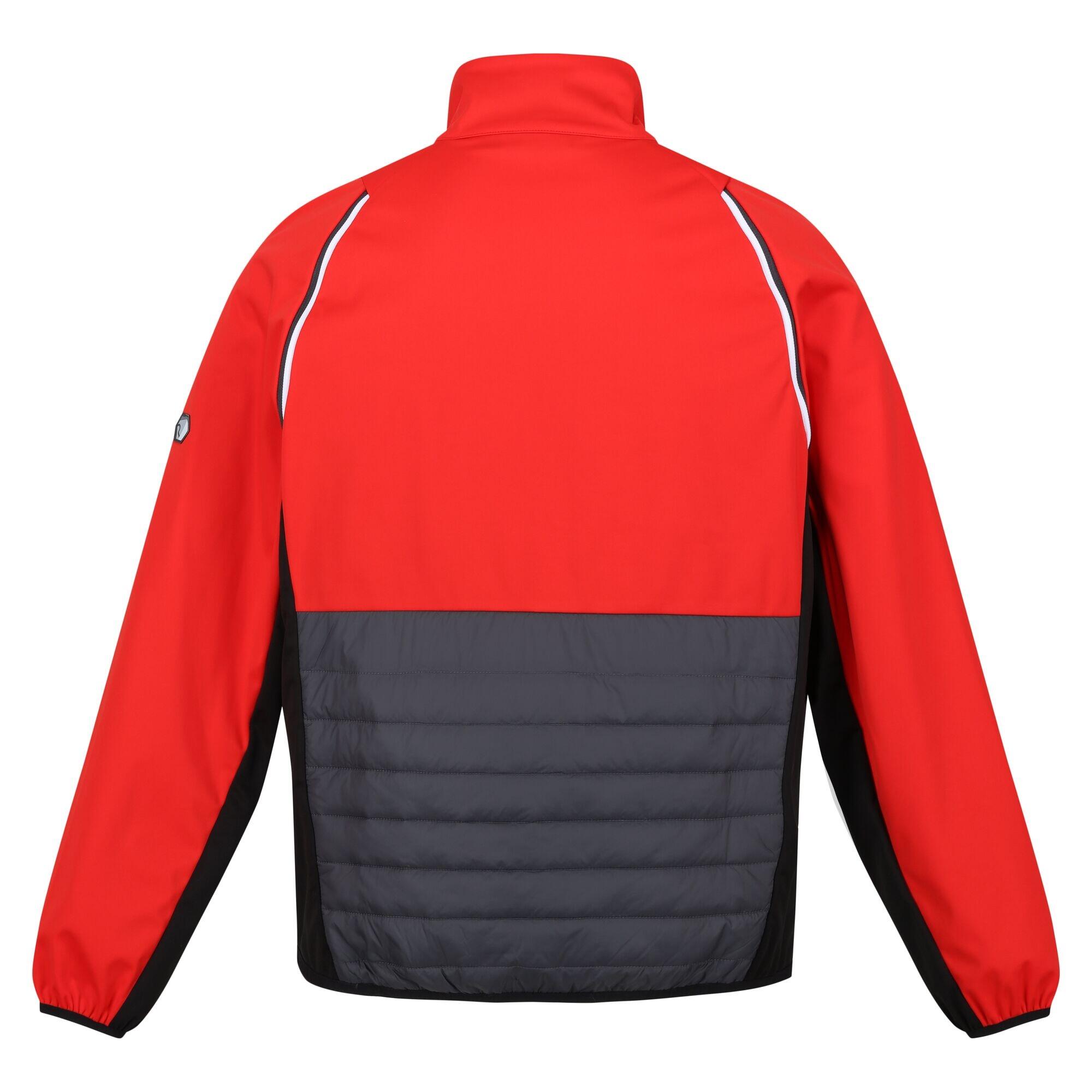 Men's STEREN HYBRID softshell jacket (Cadmium red / Seal grey)