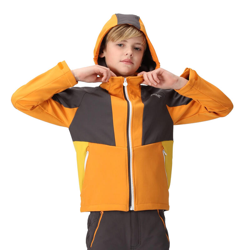 Chaqueta Softshell Haydenbury para Niños/Niñas Pimienta Naranja, Gris Seal