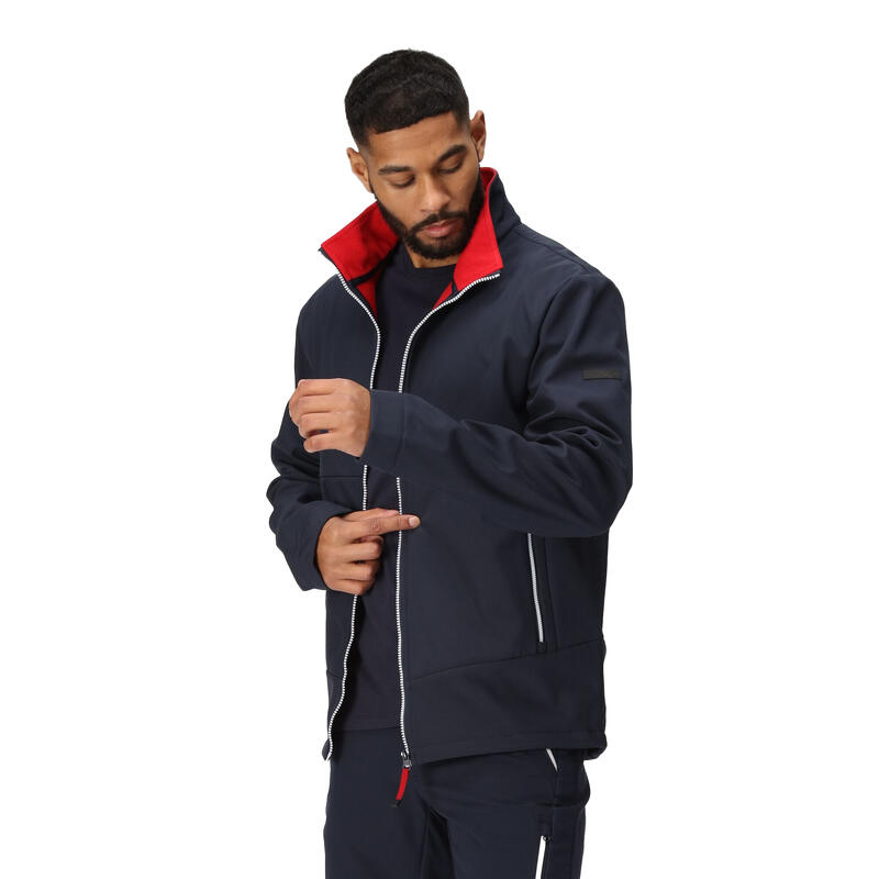 Giacca Soft Shell Uomo Regatta Dendrick Blu Navy Rosso Pericolo