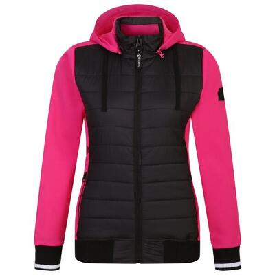 Dames fend hooded jacket (zwart/puur roze)