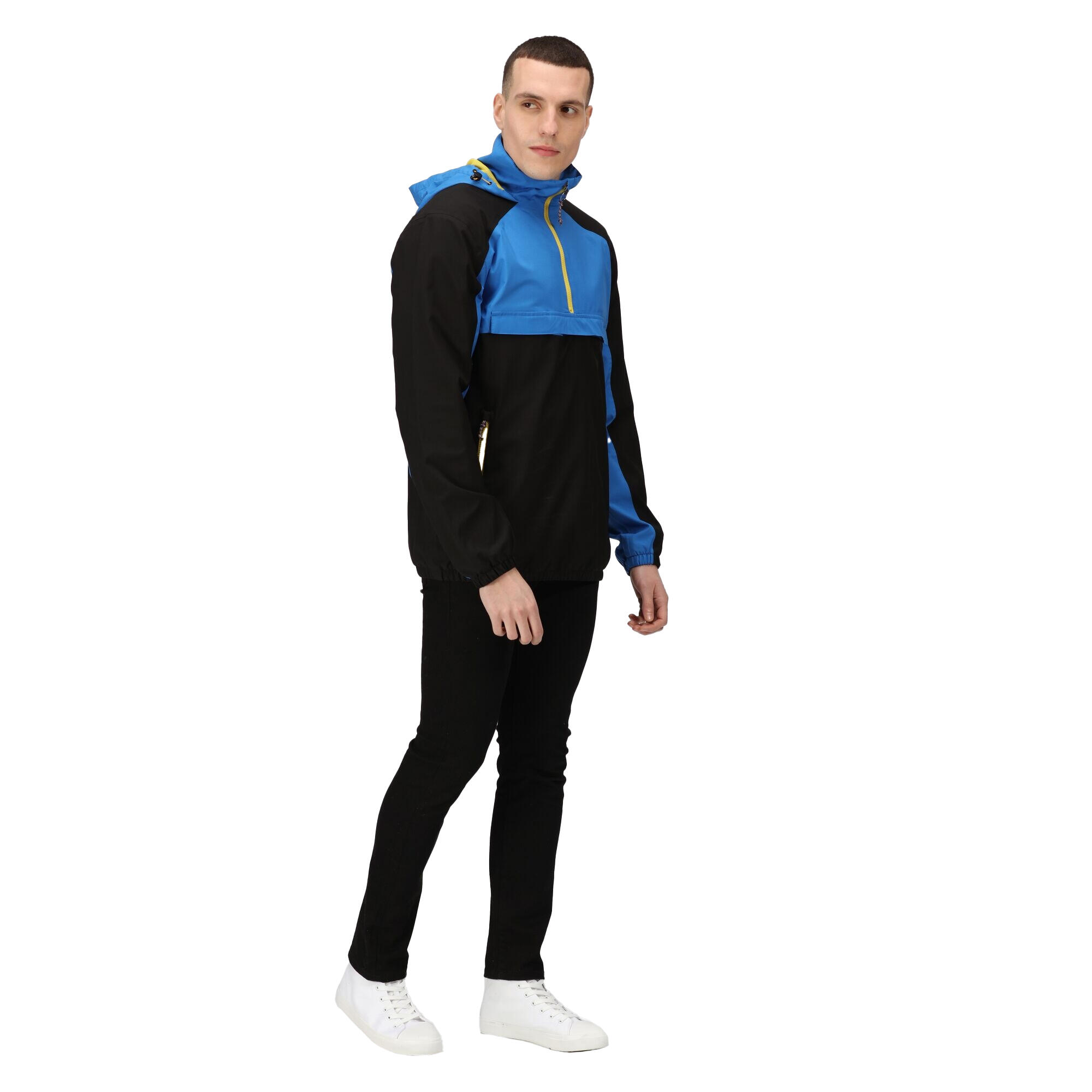 Mens Vintage Overhead Soft Shell Jacket (Black/Strong Blue) 4/5
