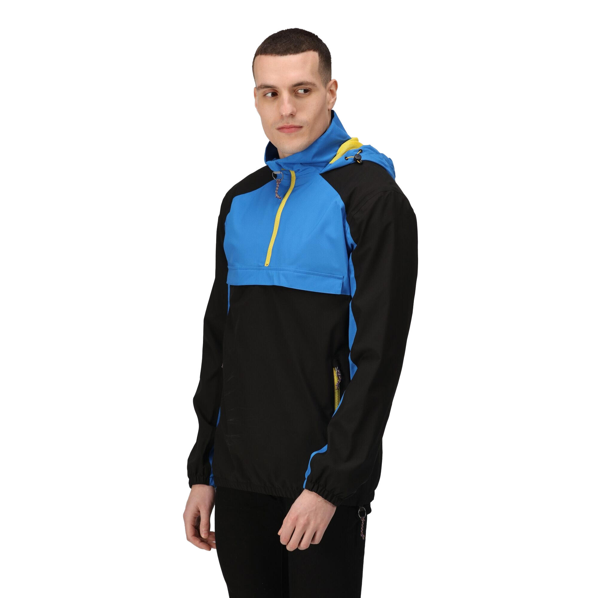 Mens Vintage Overhead Soft Shell Jacket (Black/Strong Blue) 3/5