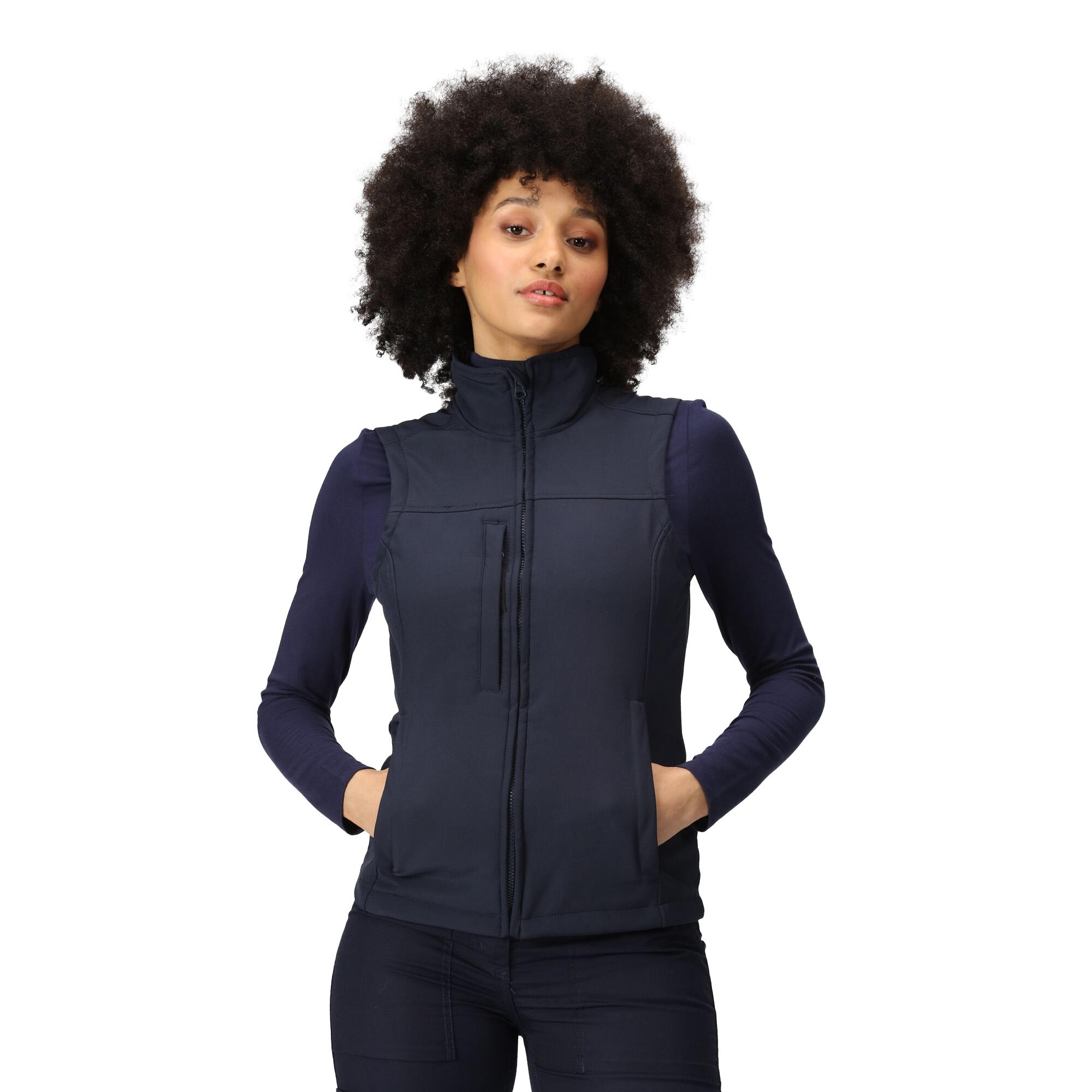 Womens/Ladies Flux Softshell Gilet (Navy/Navy) 3/5