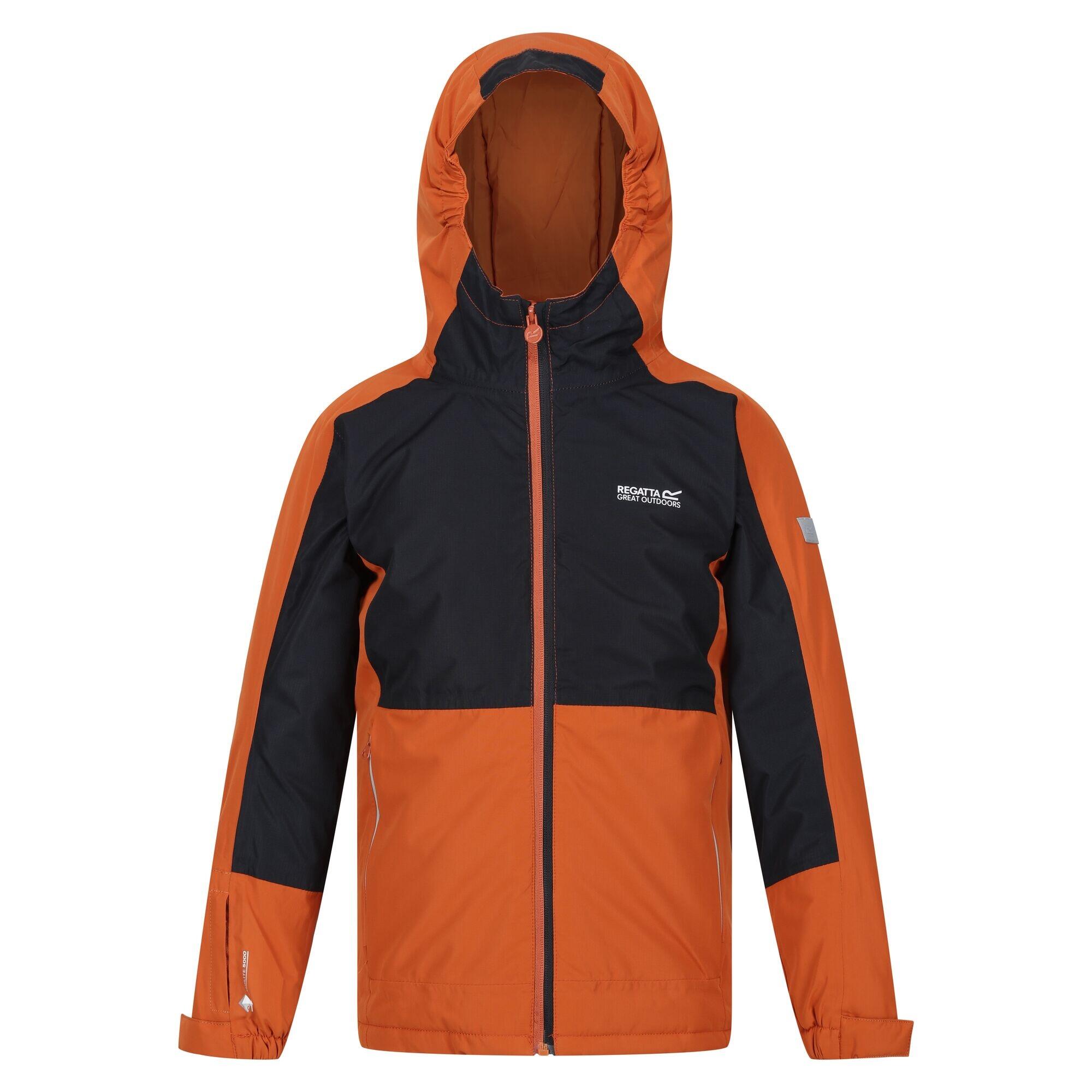 REGATTA Childrens/Kids Beamz III Waterproof Jacket (Burnt Copper/Black)