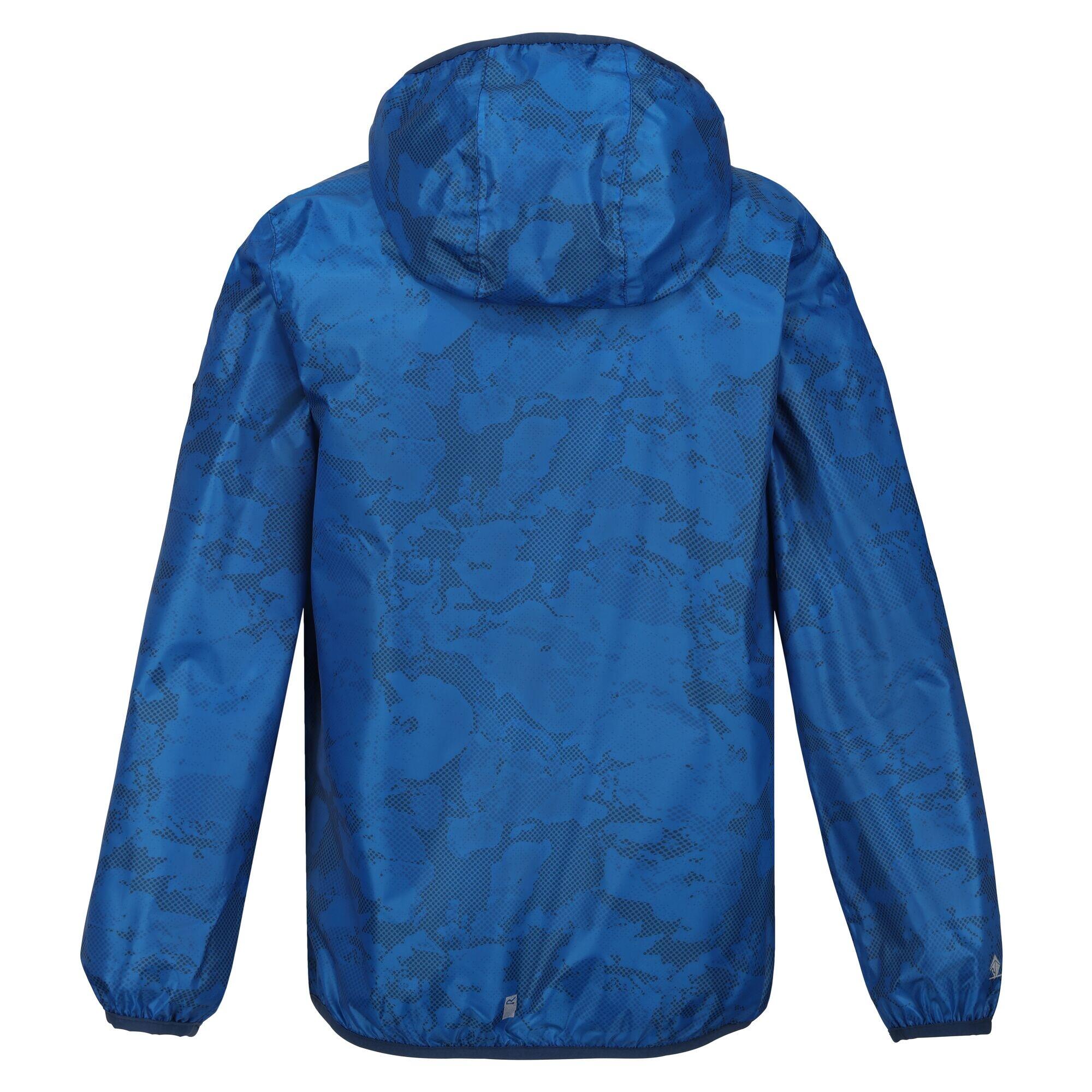 Childrens/Kids Lever Printed Packaway Waterproof Jacket (Indigo Blue) 2/5