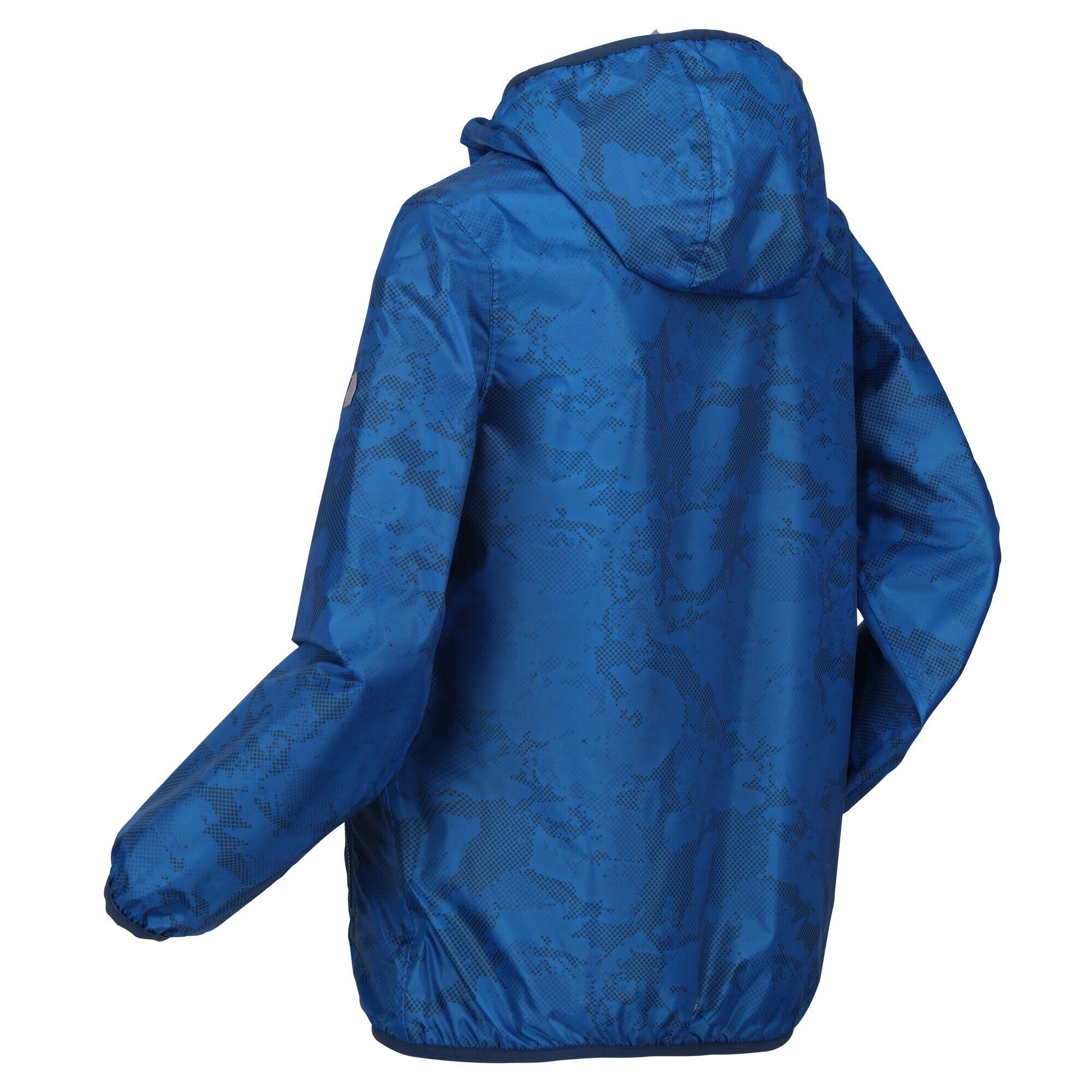 Childrens/Kids Lever Printed Packaway Waterproof Jacket (Indigo Blue) 3/5