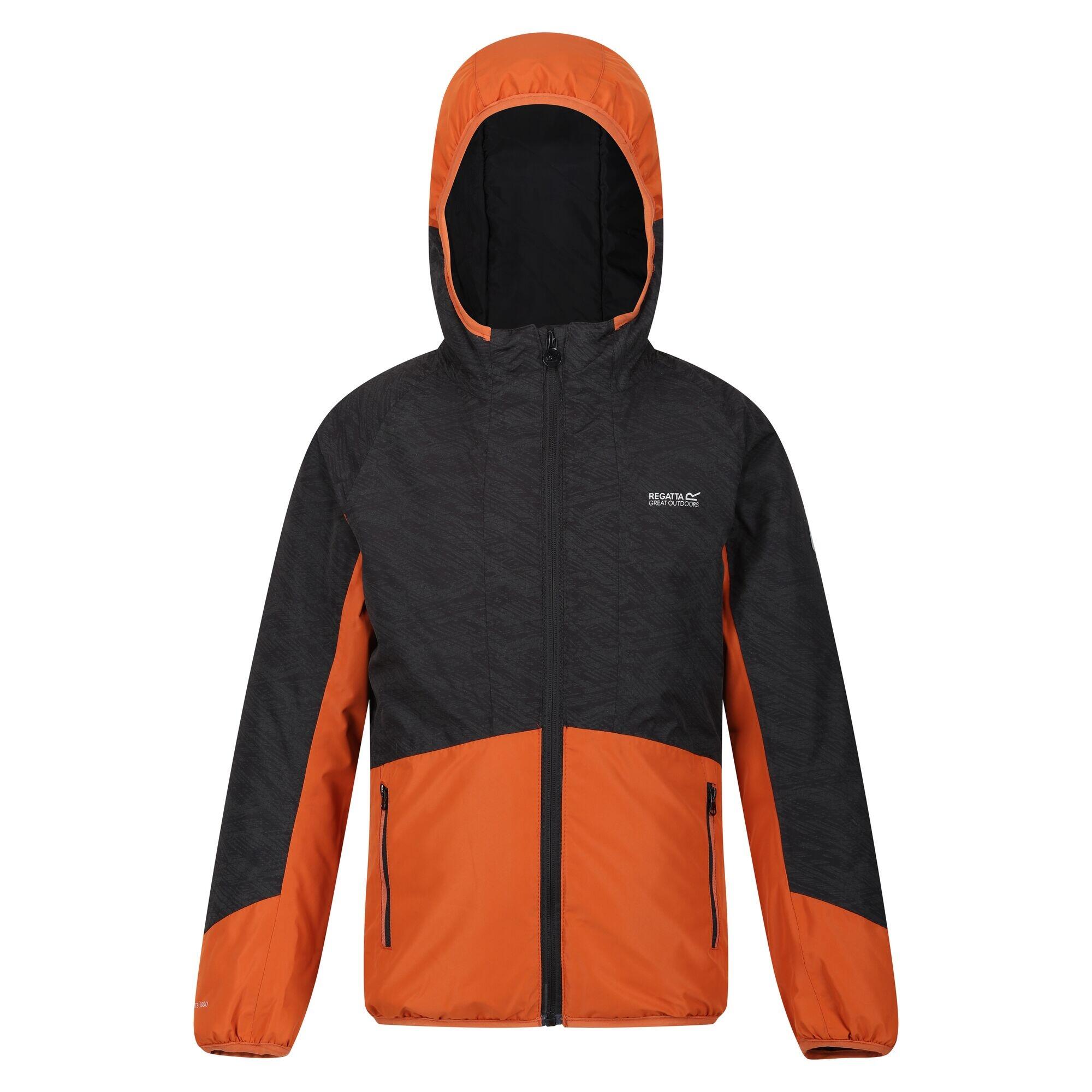 REGATTA Childrens/Kids Volcanics VII Reflective Waterproof Jacket (Black/Burnt Copper)