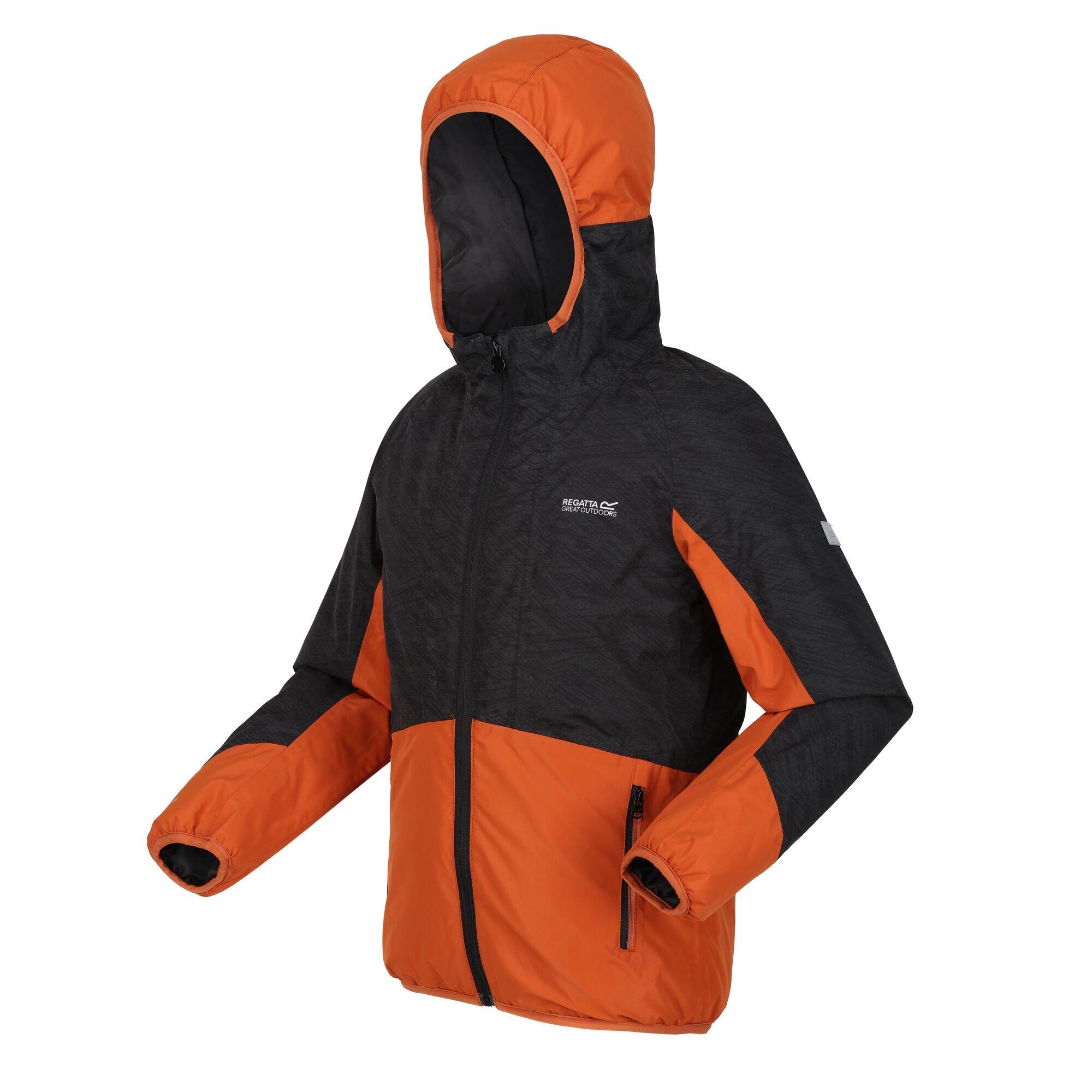 VOLCANICS Children's waterproof jacket (Black / Burnt orange)